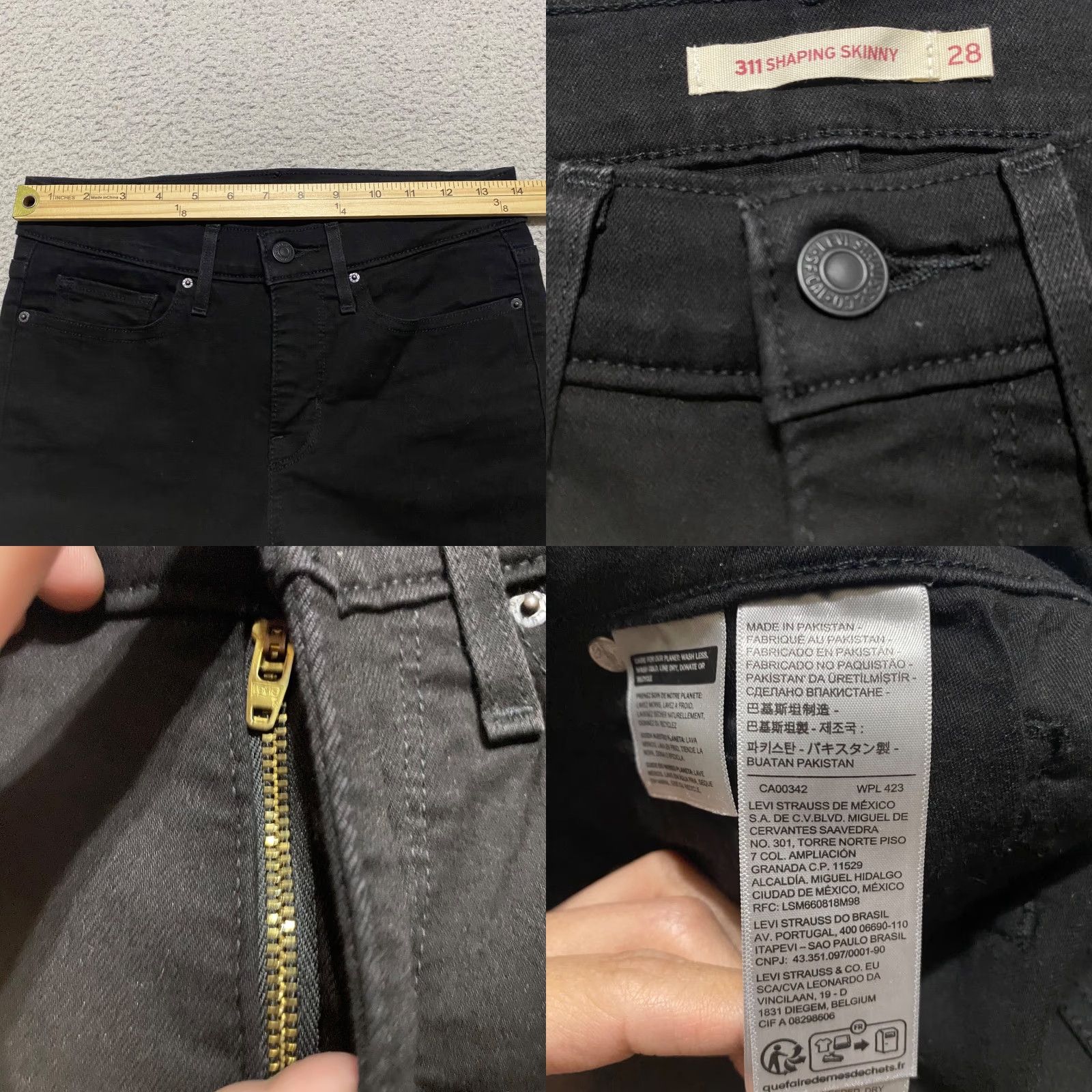 Levi's VINTAGE Levi's 311 Shaping Skinny Jeans Womens 28 Black Denim Dark Wash Mid Rise 5-Pocket Design Inseam 29 Size 27" / US 4 / IT 40 - 8 Thumbnail