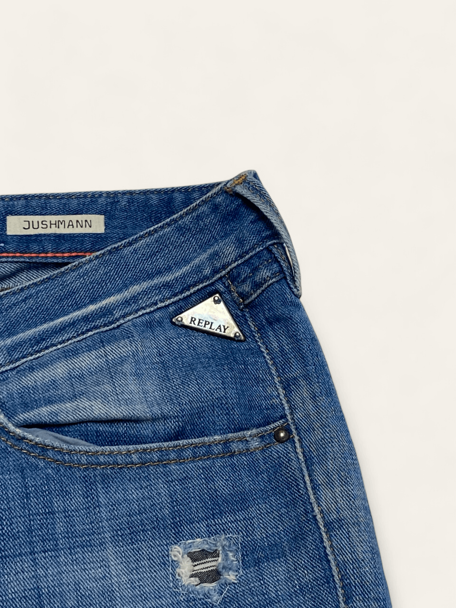Jean Vintage REPLAY Jeans Y2k Avant Garde Bootcut Baggy Size 32" / US 10 / IT 46 - 7 Thumbnail