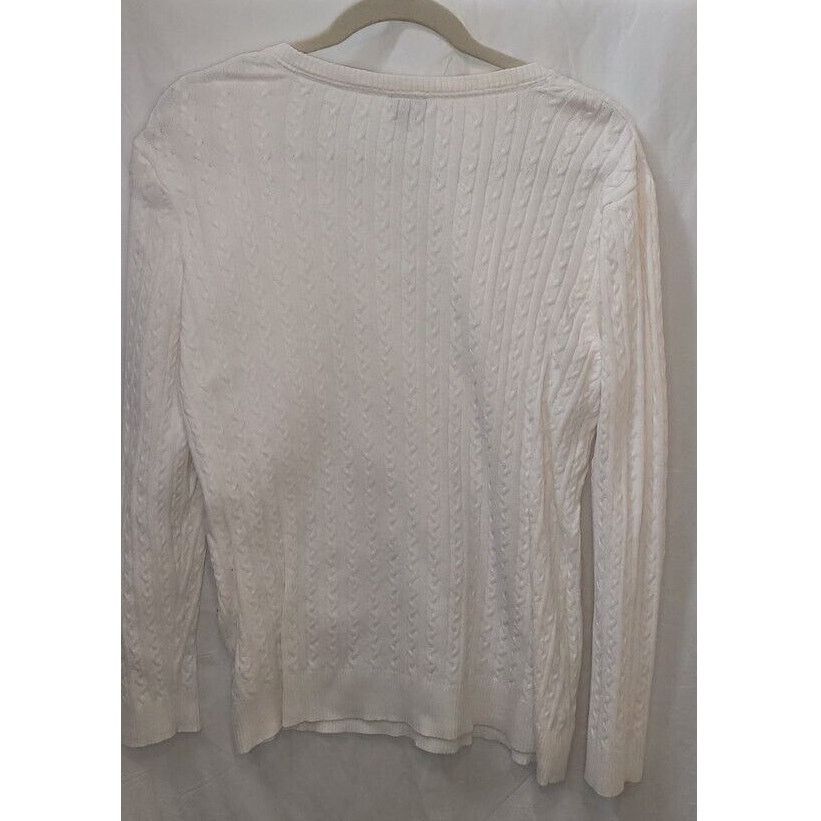 Basic Editions Basic Editions White Knit Long Sleeve Sweater Size XL Size XL / US 12-14 / IT 48-50 - 2 Thumbnail
