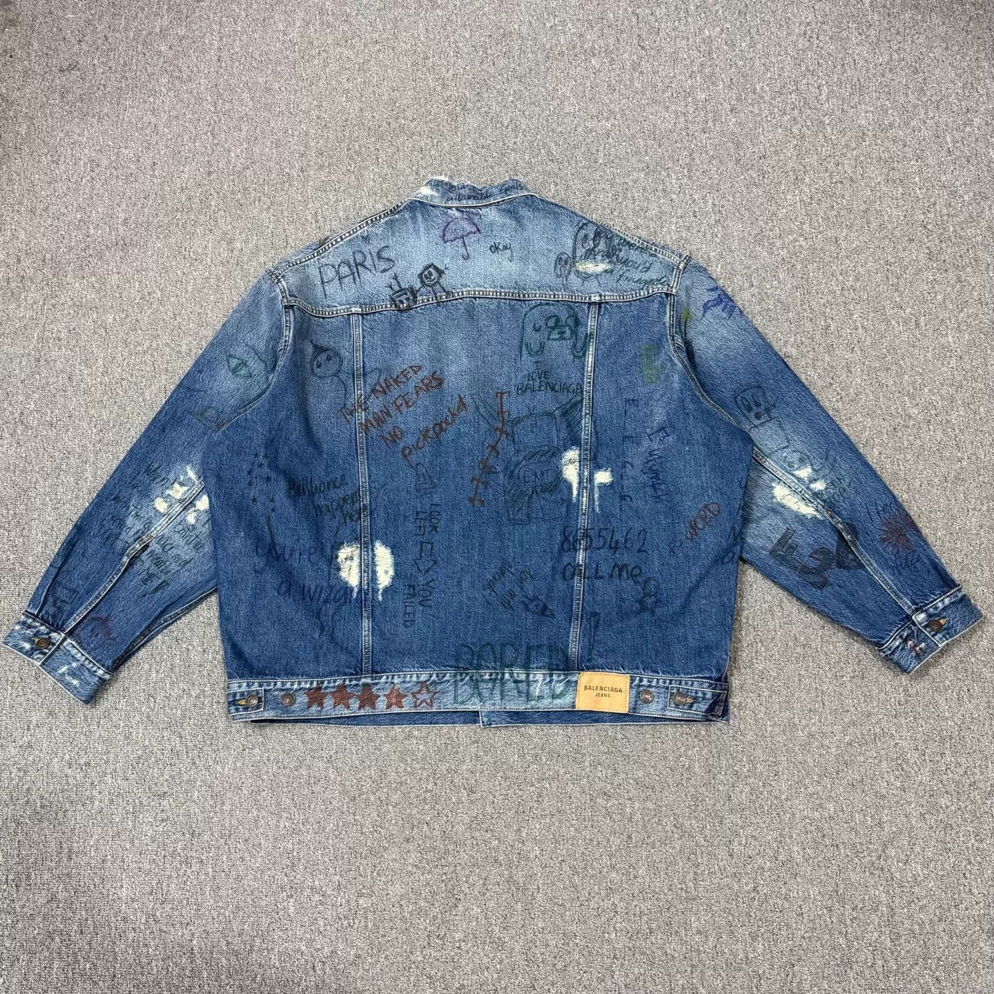 Balenciaga Balenciaga Distressed Graffiti Print Denim Jacket 3 Unworn Size US L / EU 52-54 / 3 - 2 Thumbnail