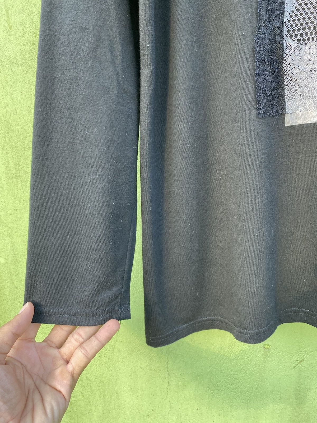 Japanese Brand Avail Mode Black Longsleeve “Dignity Respectable” Lace Patch Size 4XL / US 24-26 - 5 Thumbnail