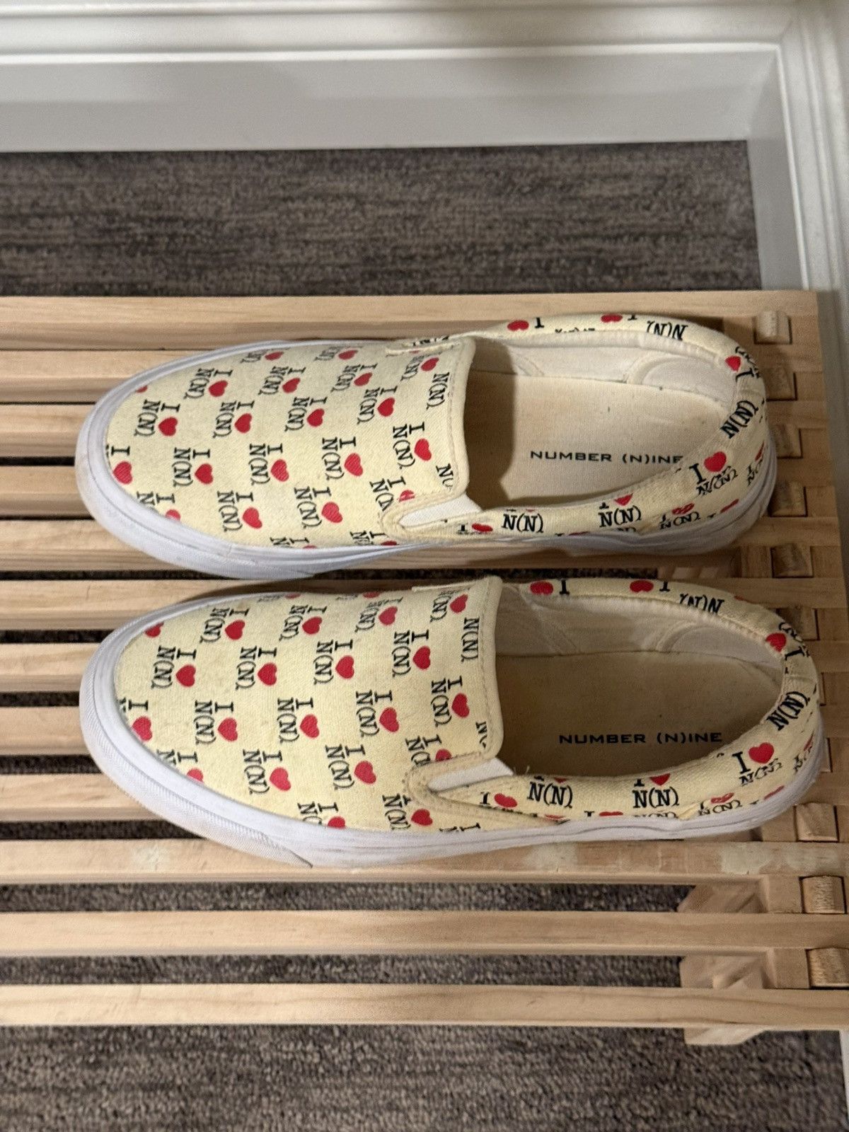 Number (N)ine I❤️N(N) Cream Slip On Sneakers Size US 7.5 / EU 40-41 - 7 Thumbnail