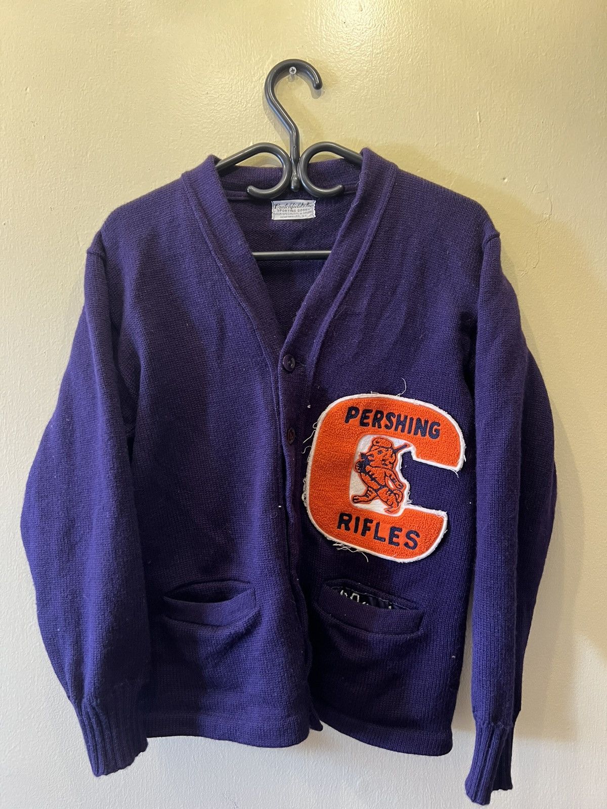 Other Vintage 1950-60s"Perishing Rifles"Chain Stitch Wool Cardigan Size US M / EU 48-50 / 2 - 1 Thumbnail