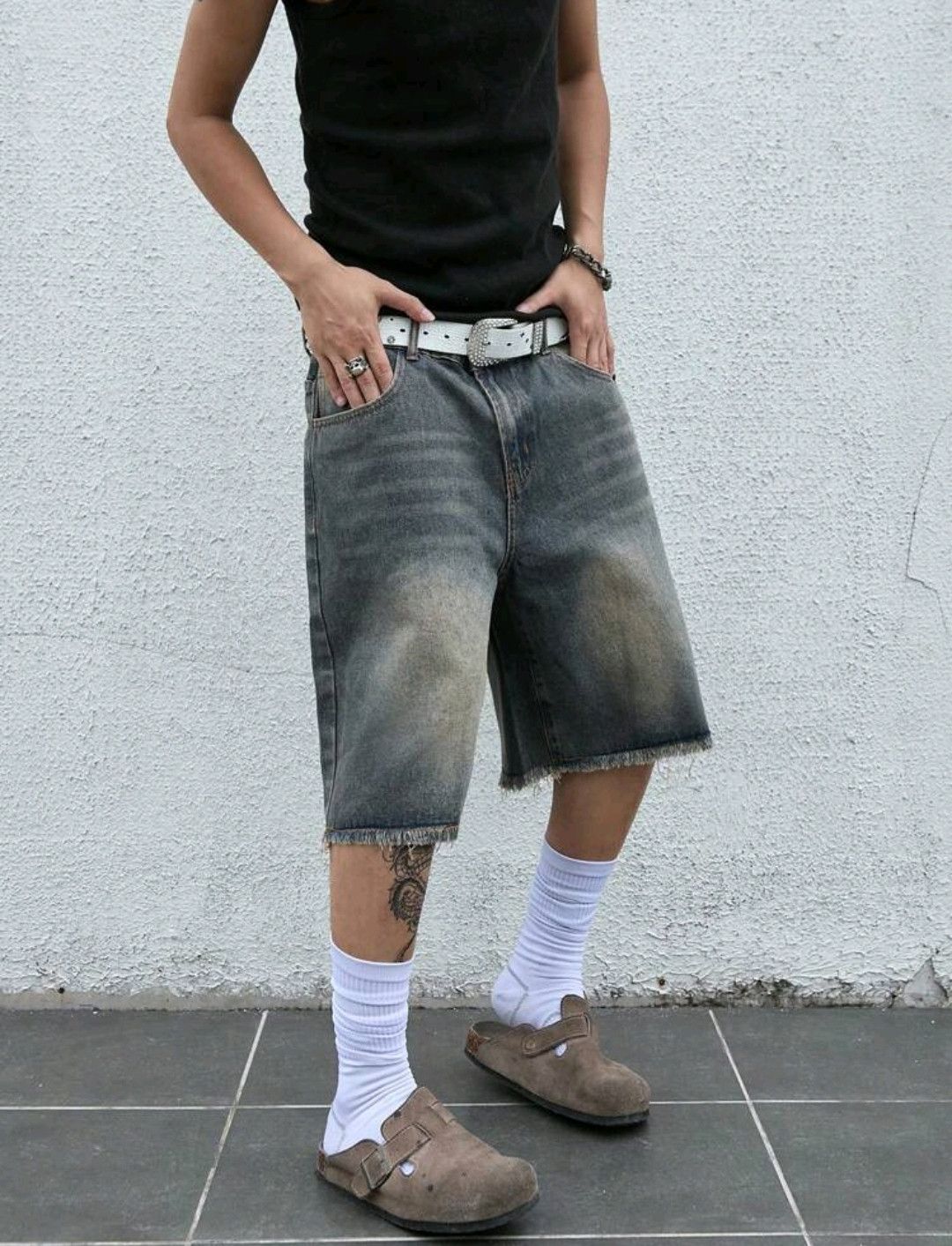 Japanese Brand × Jean Distressed Faded Frayed Streetwear Y2K Jorts Size US 33 - 5 Thumbnail