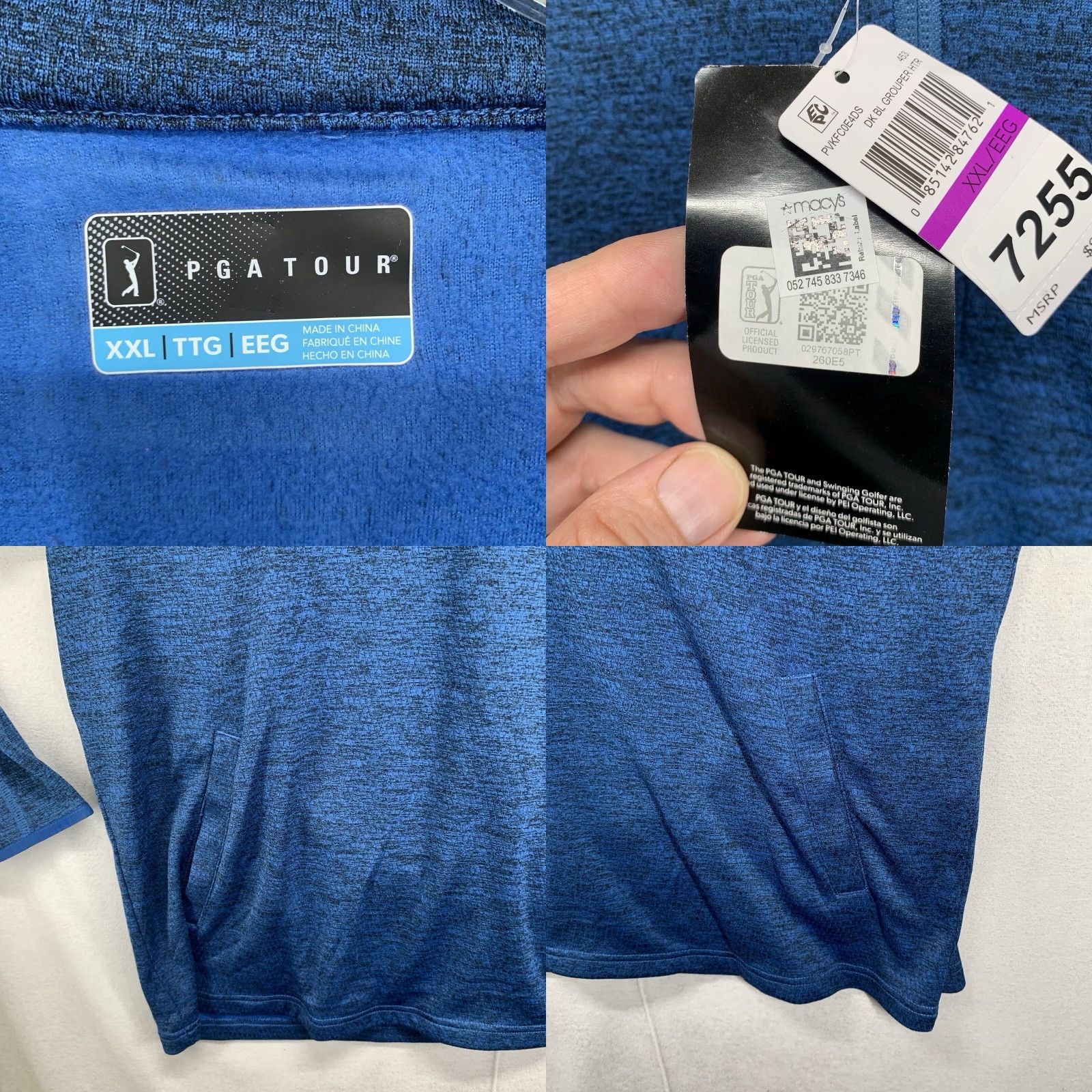 PGA Tour PGA TOUR Sweatshirt Men 2XL Blue 1/4 Zip Mock Neck Embroidered Logo Pockets NWT Size US XXL / EU 58 / 5 - 8 Thumbnail