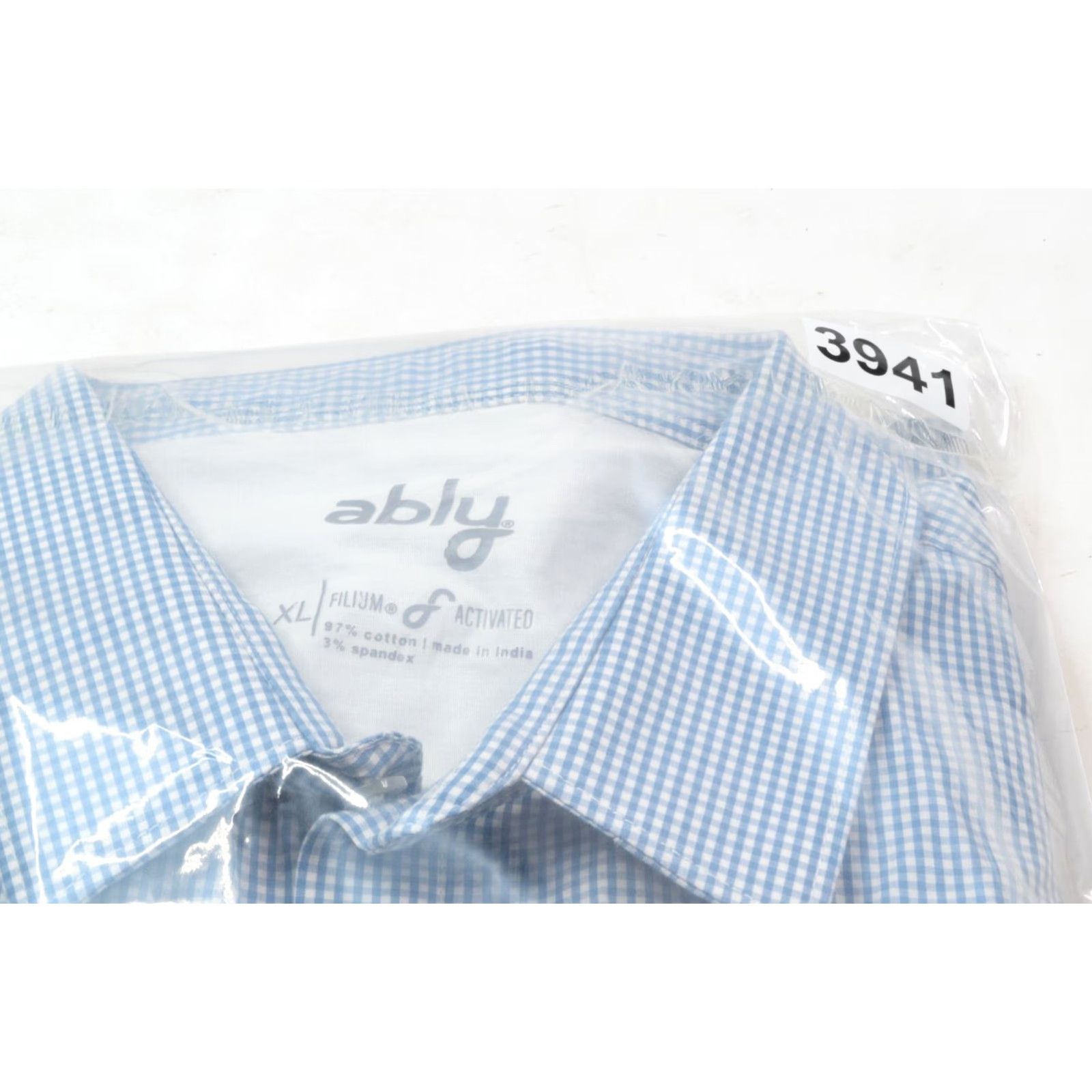 Vintage Ably Filium Activated Shirt Blue White Check Long Sleeve Button-Up XL Mens Size US XL / EU 56 / 4 - 6 Thumbnail
