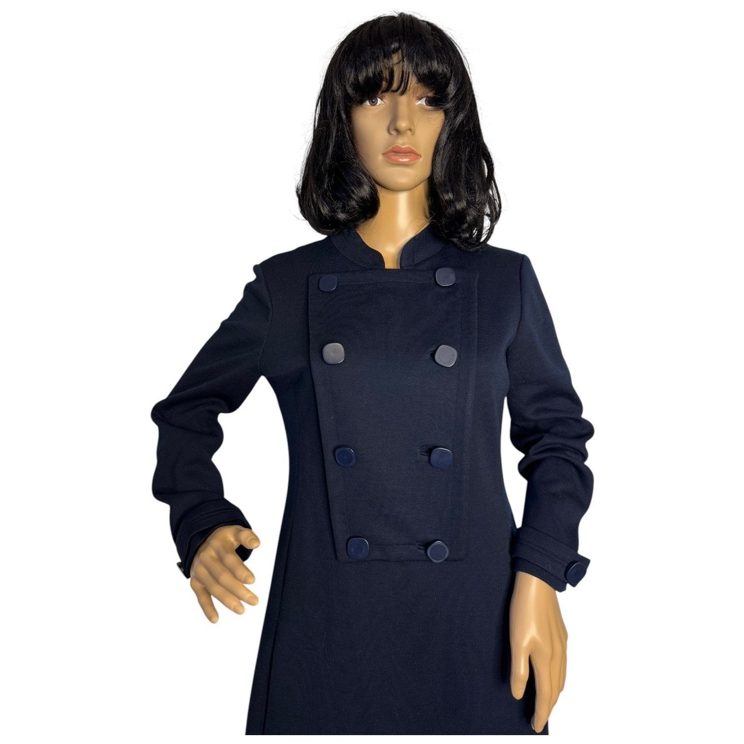 Vintage Vtg 60's Navy double breasted pop over dress military style Size M / US 6-8 / IT 42-44 - 3 Thumbnail