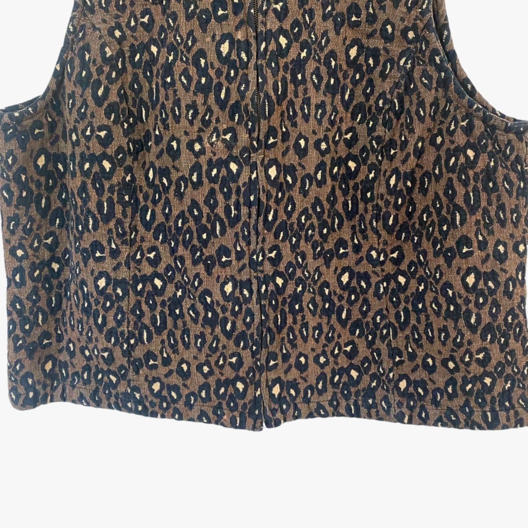 Vintage VINTAGE Jennifer Moore Vest Full Zip Womens Plus 20W Brown Cheetah Textured Leopard Print 100% Cotton Size 3XL / US 20-22 - 5 Thumbnail