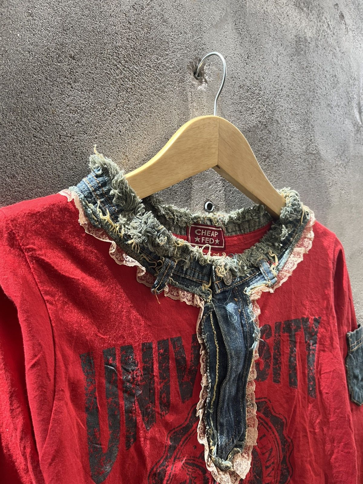 Handmade CHEAP★FED★ College Grunge Top – Japan Punk Y2K Size US XS / EU 42 / 0 - 5 Thumbnail