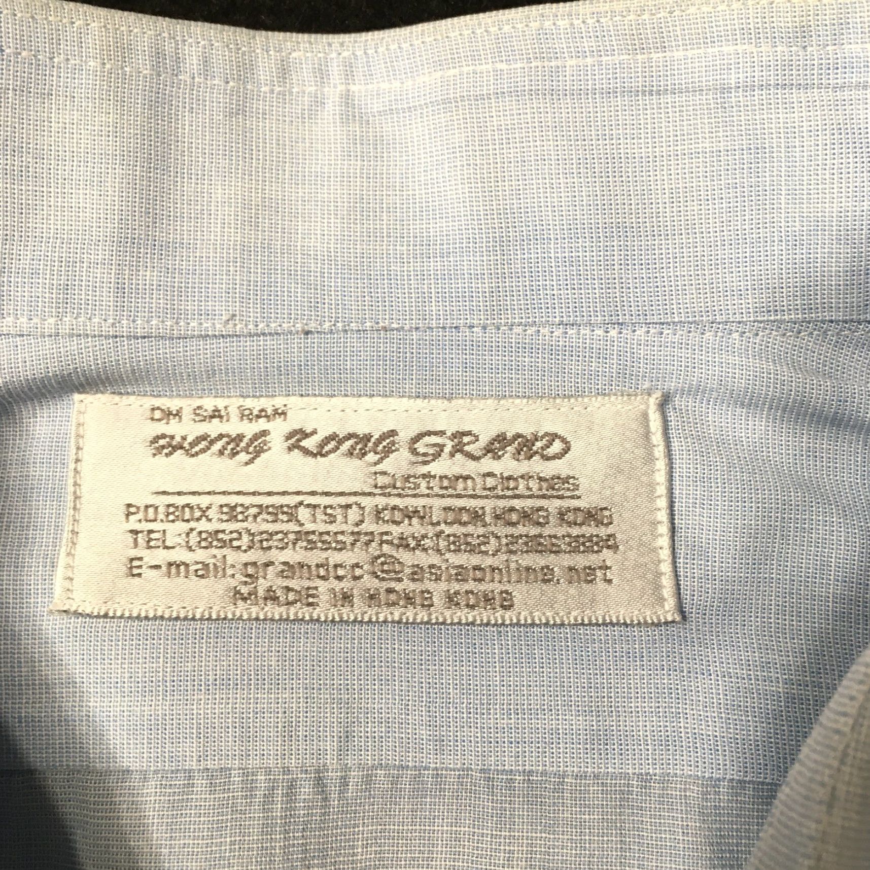 Vintage Vtg 80's Deluxe Tailored Light Blue large collar dress shirt L 17 x 34 Long Sleeve Cotton Kong Grand Vintage Shirt Mens Size 42R - 3 Thumbnail