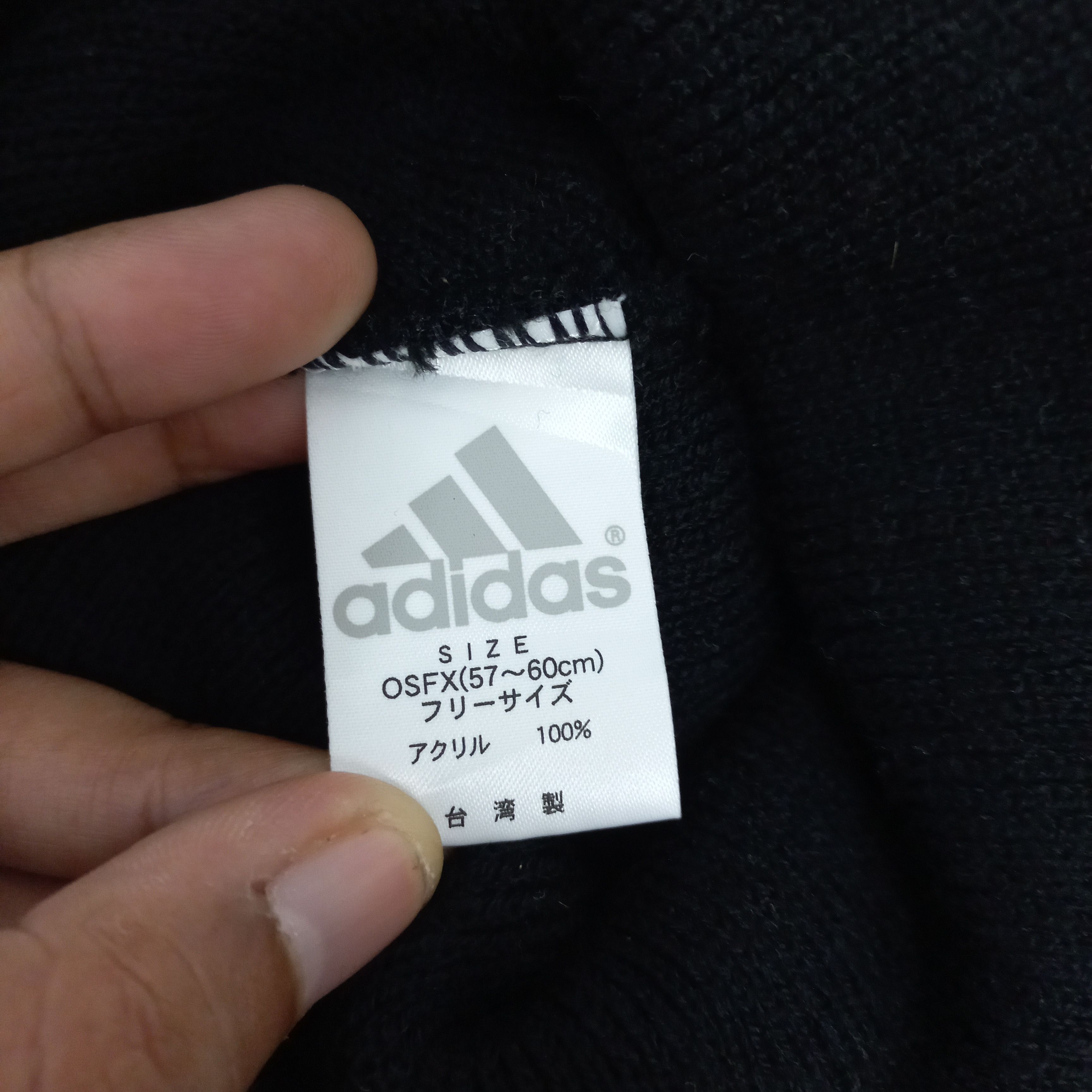 Adidas 💥Vintage adidas three bar big logo super black beanie hat Size ONE SIZE - 3 Thumbnail