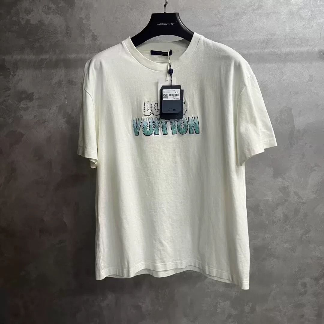 Louis Vuitton Louis Vuitton White Beaded Letter T-shirt Size US L / EU 52-54 / 3 - 1 Thumbnail
