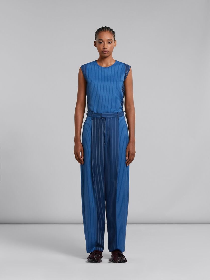 Marni o1f1d3z0525 Dégradé Pinstripe Wool Trouser in Blue Size 26" / US 2 / IT 38 - 3 Thumbnail