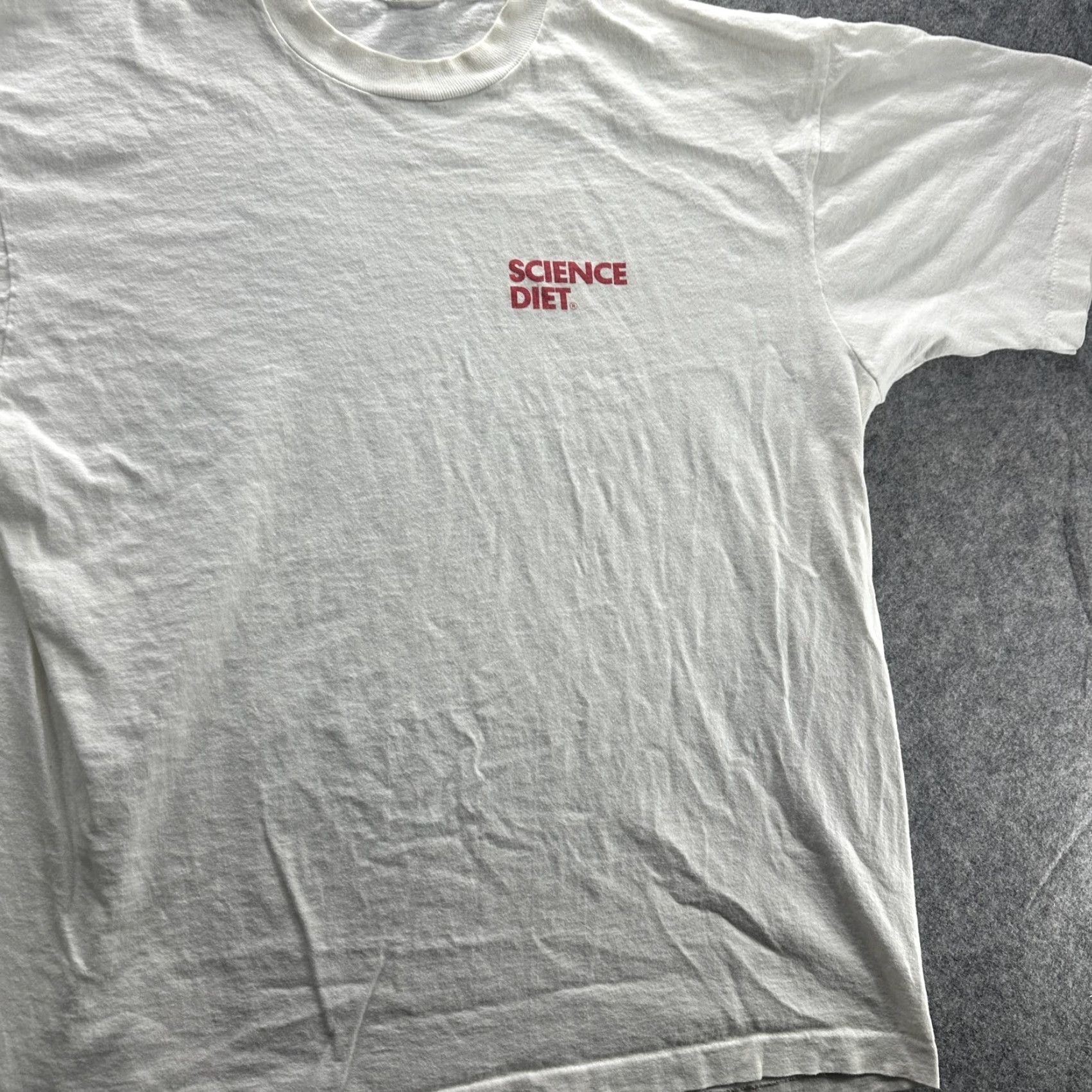 Fruit Of The Loom VINTAGE Science Diet Shirt Mens XL White Fruit of the Loom Single Stitch 90s Promo Mens XL White Cotton Crew Neck Short Sleeve T-Shirt Size US XL / EU 56 / 4 - 4 Thumbnail