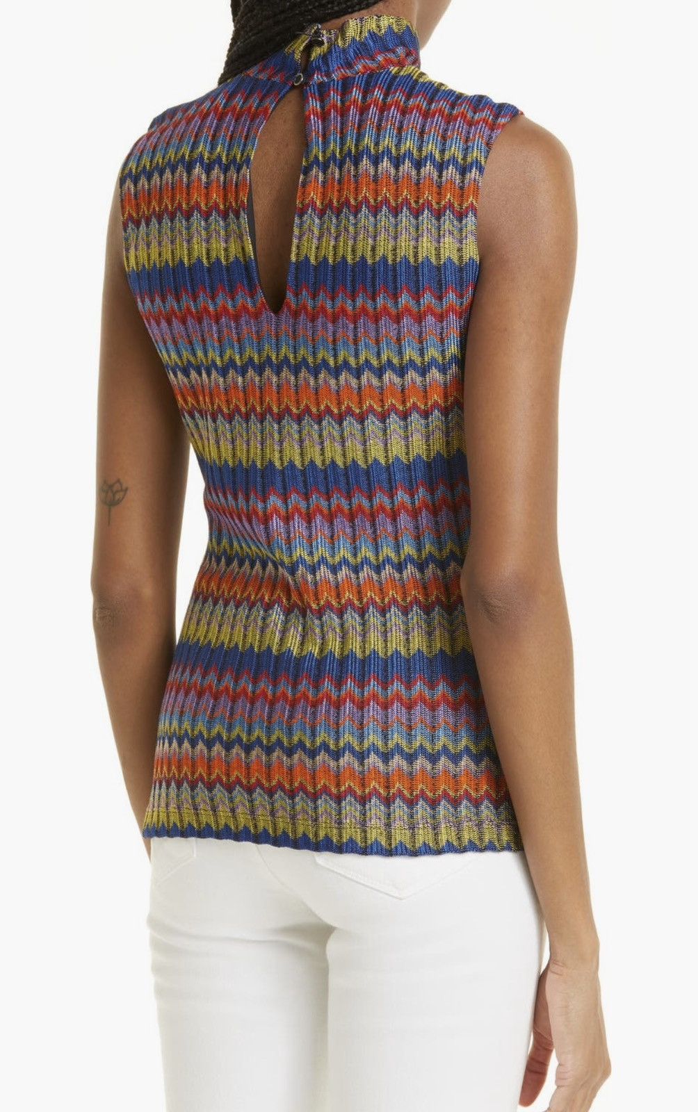 Ramy Brook Ramy Brook Madison Womens Chevron Mock Neck Tank Top Sweater Size XS / US 0-2 / IT 36-38 - 5 Thumbnail
