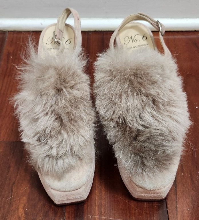 No. 6 No. 6 Victoria Platform Heels Blush Furry Chunky Shoes 8 Size US 8 / IT 38 - 2 Thumbnail