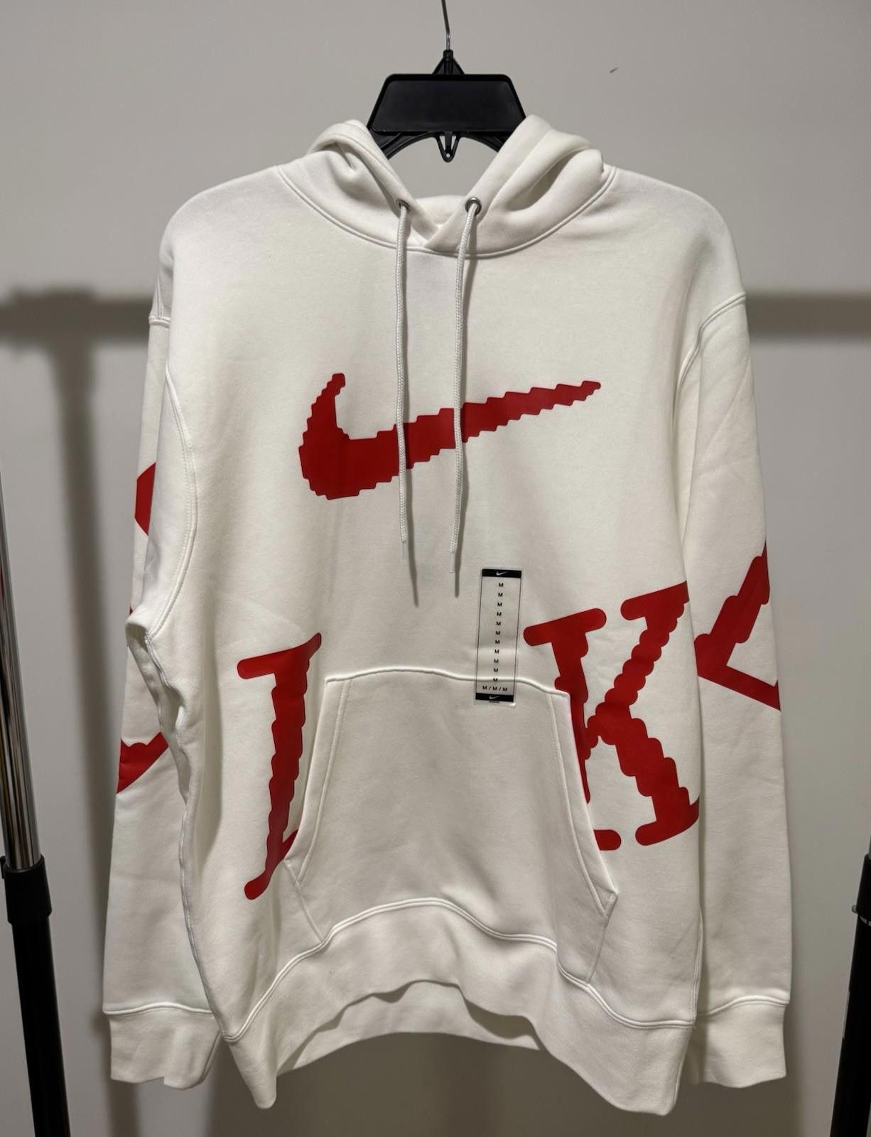 Nike Nike Sportswear Club Letters White Red Mens Fleece Hoodie Size US M / EU 48-50 / 2 - 1 Thumbnail