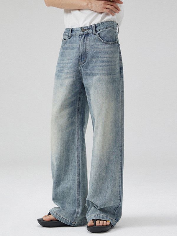 Japanese Brand Men's versatile washed blue distressed jeans Size US 32 / EU 48 - 2 Thumbnail