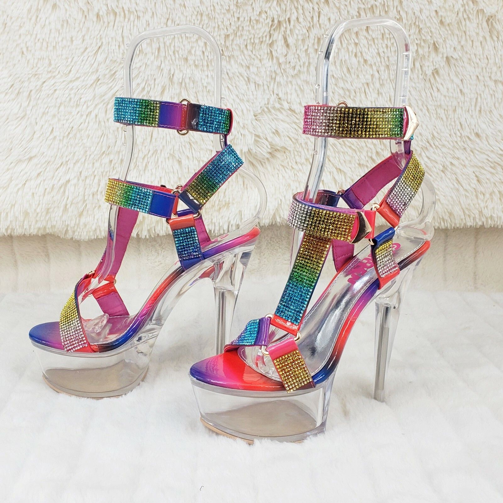 Other Xapala Rainbow Rhinestone Harness Strap Clear Platform High Size US 8 / IT 38 - 3 Thumbnail