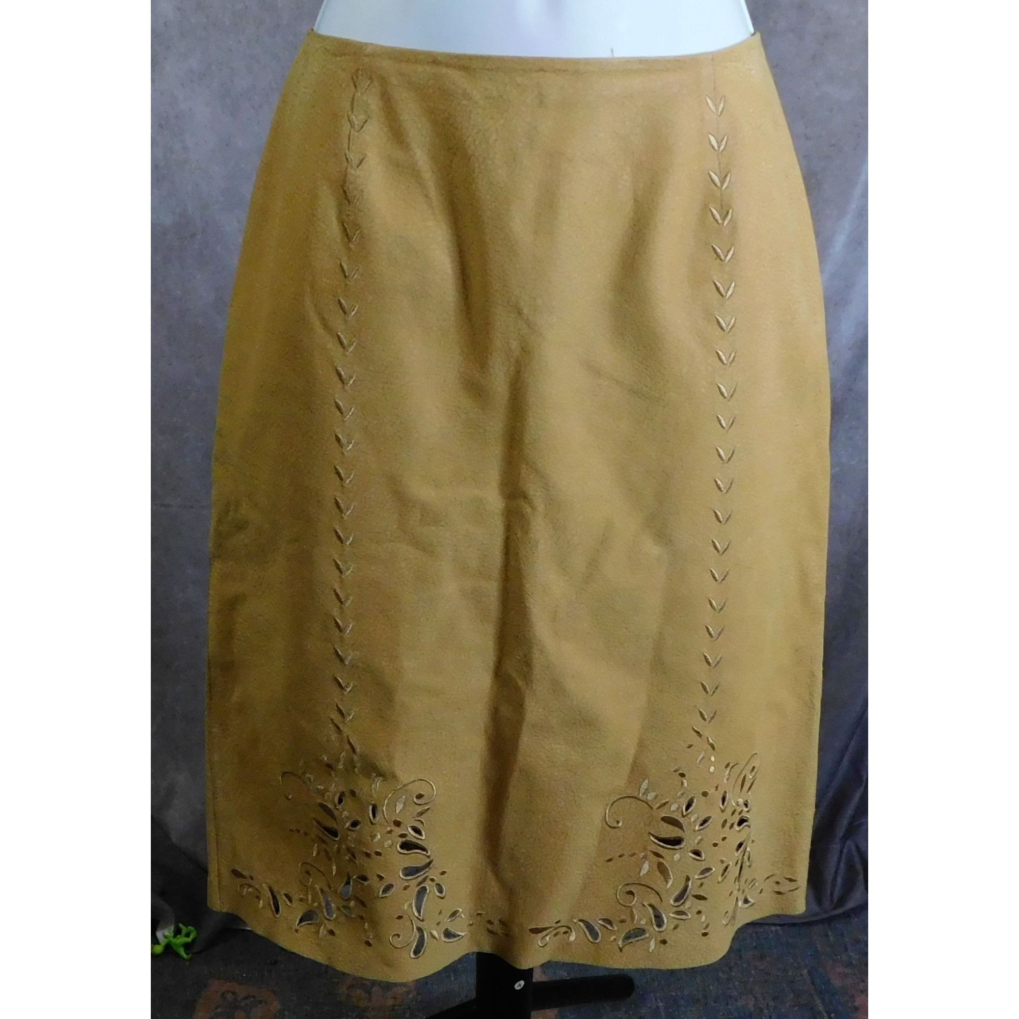 Other Vintage Carlisle Embroidered Leather Skirt Size 28" / US 6 / IT 42 - 2 Thumbnail