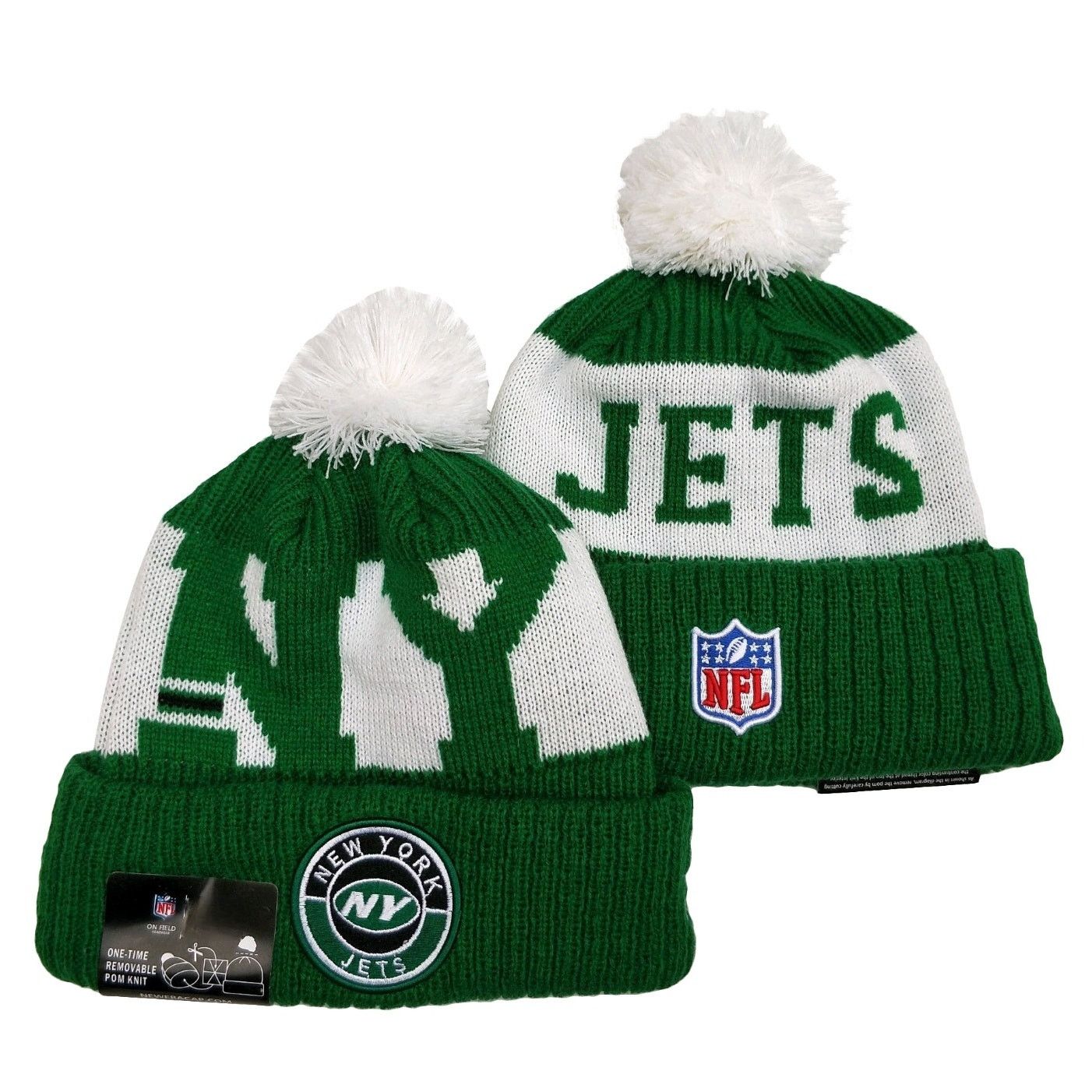 Other NWT New York Jets Initial Sports Knit Pom Beanie Fleece OSFA Size ONE SIZE - 1 Thumbnail