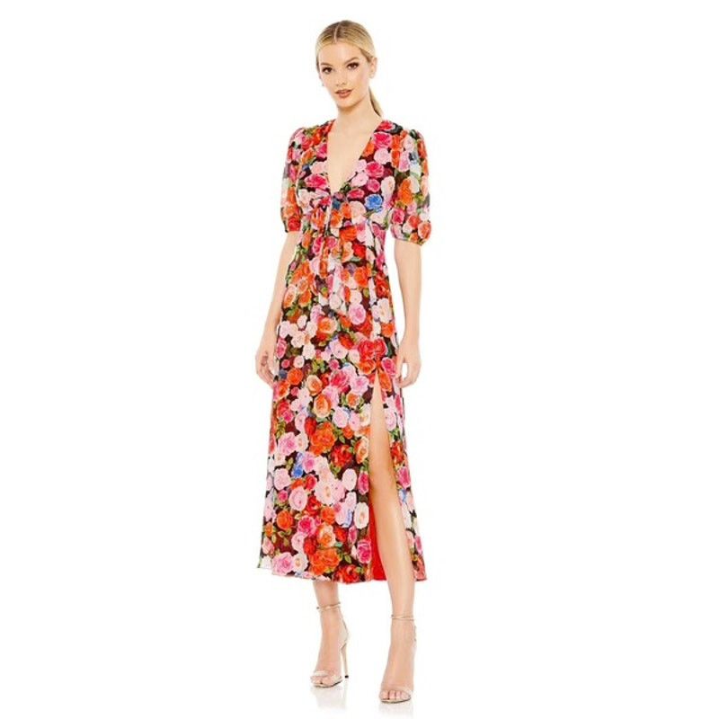 Other Ieena Duggal 55626 Floral Print Chiffon Dress Rose pink 16 Size XXL / US 16-18 / IT 52-54 - 1 Thumbnail