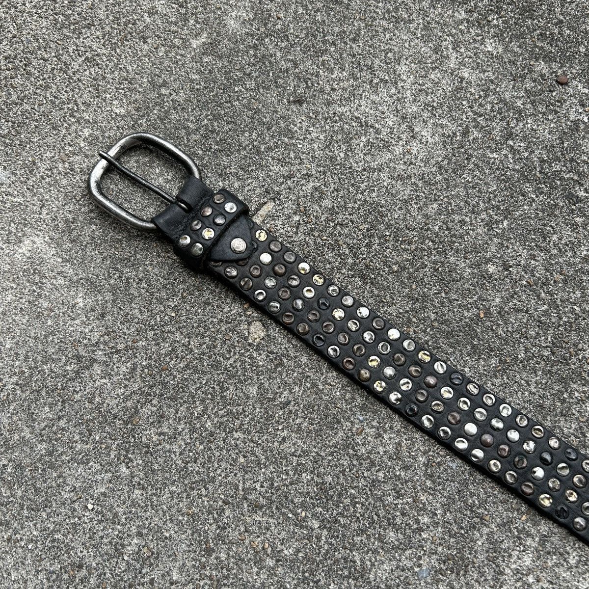 Genuine Leather Vintage studded leather belt Black (Kapital Style) Size ONE SIZE - 10 Thumbnail