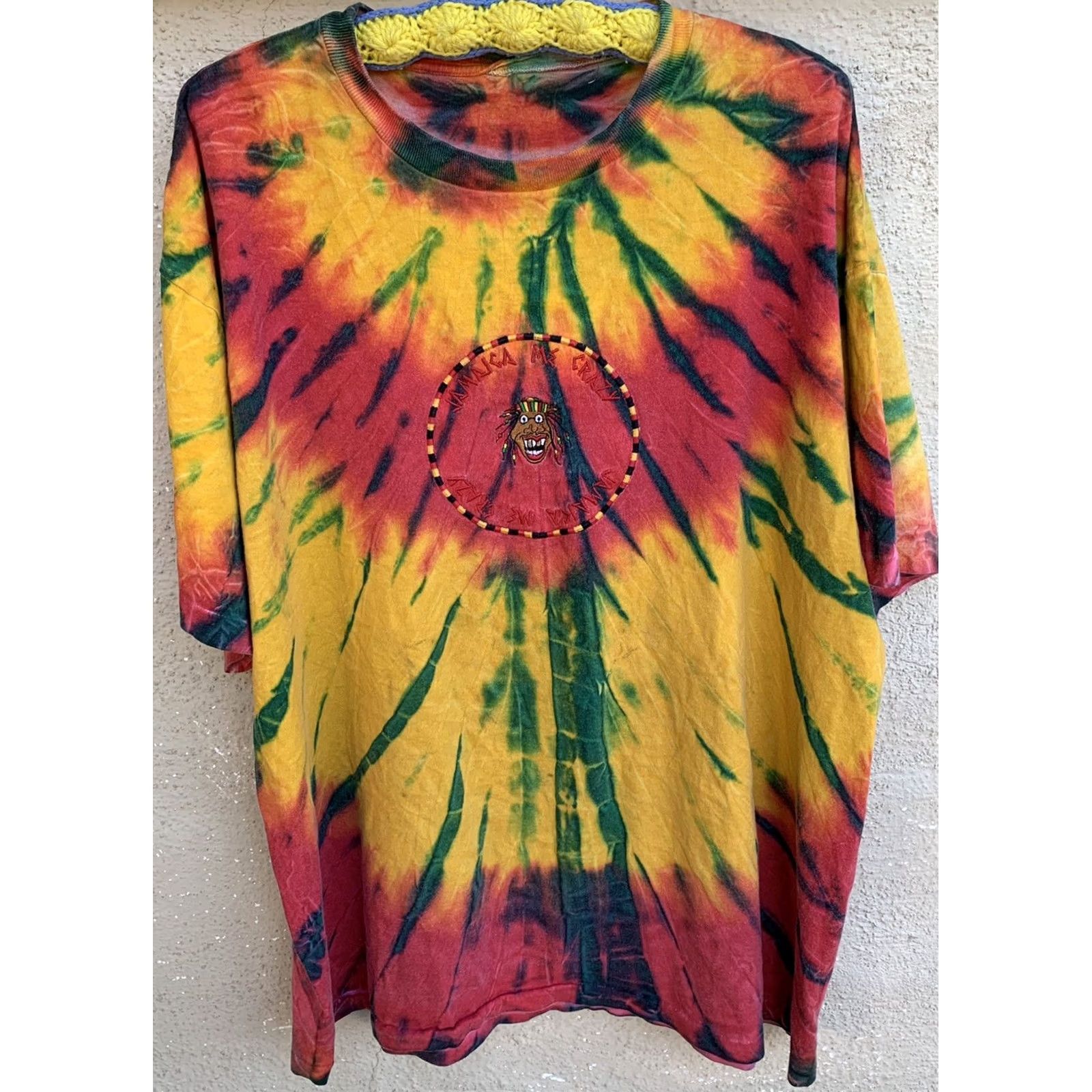 Vintage VINTAGE Jamaica Me Crazy embroidered t shirt tie dye tee single stitch 2XL or 3XL Size US XXL / EU 58 / 5 - 4 Thumbnail