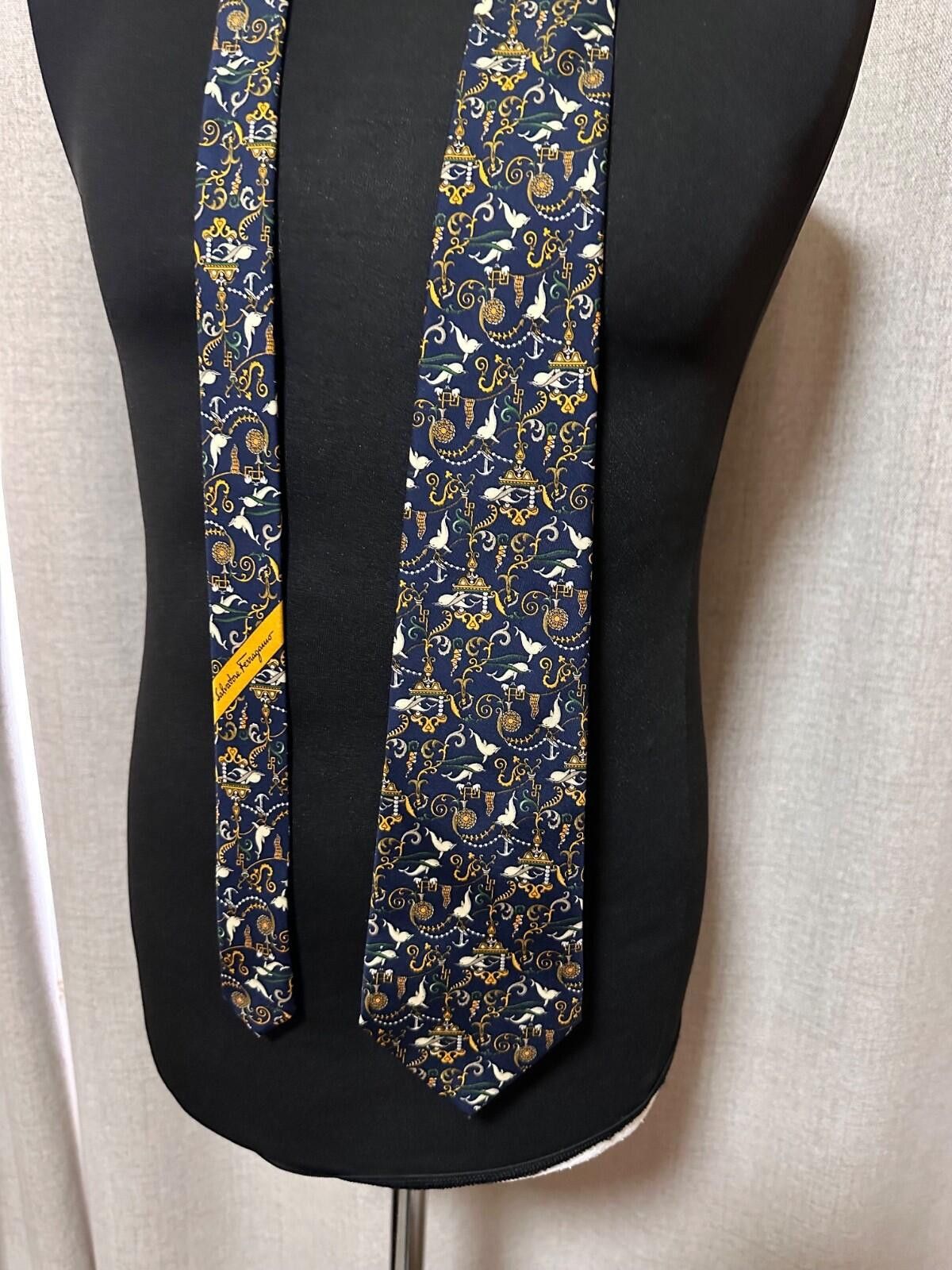 Salvatore Ferragamo Salvatore Ferragamo Mens Tie Blue Animal Theme Pattern Size ONE SIZE - 2 Thumbnail