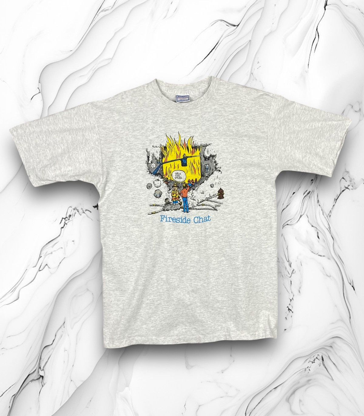 Vintage Vintage 90s Fireside Chat Humor Tee Made In USA Size US XL / EU 56 / 4 - 1 Thumbnail