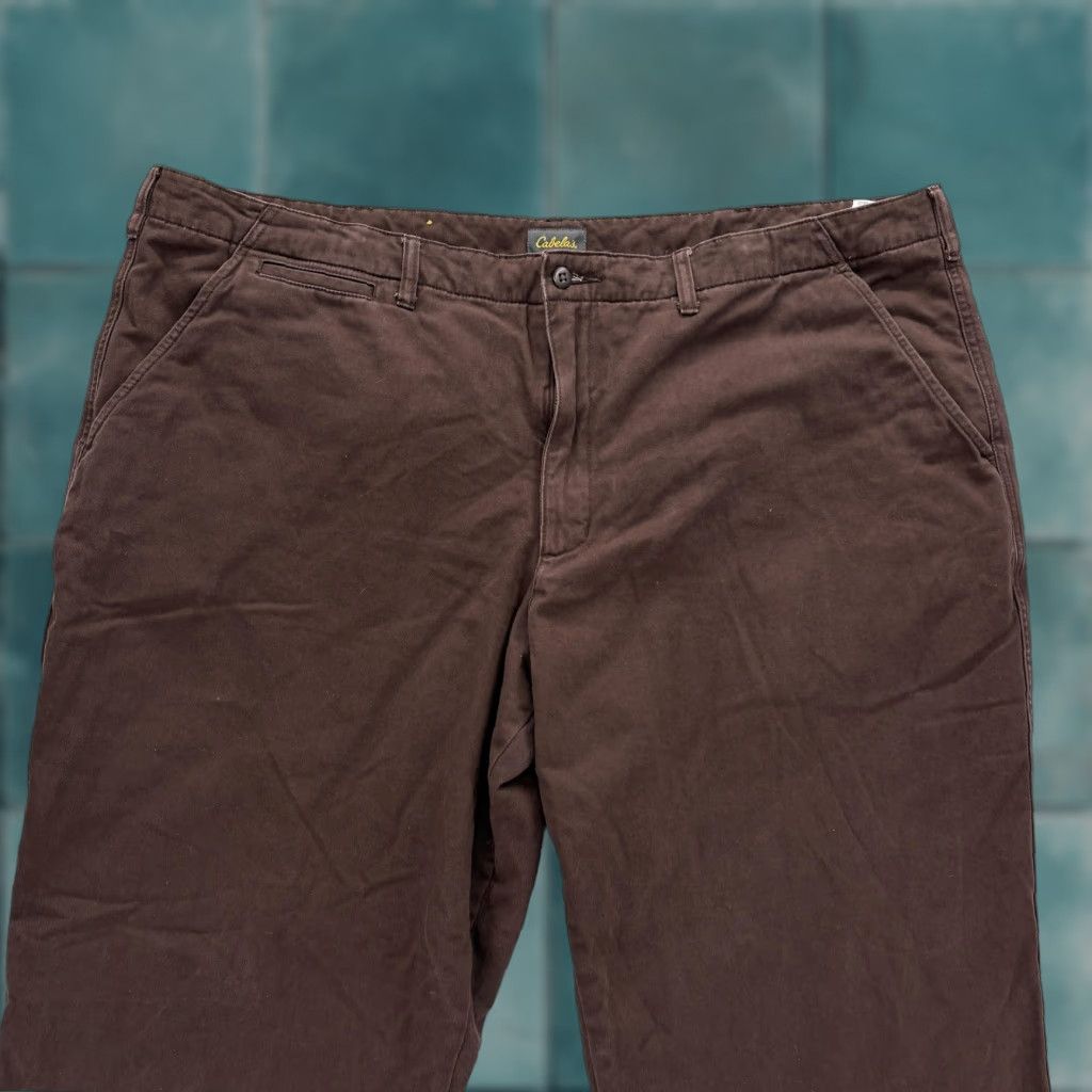 Vintage Cabela's Flannel Lined Chino Pants Mens 46x30 Brown Straight Leg Outdoors Camp Big & Tall, Flat Front, Zip Fly, Pockets, Cotton, 46 Waist, 30 Inseam Size US 30 / EU 46 - 1 Thumbnail