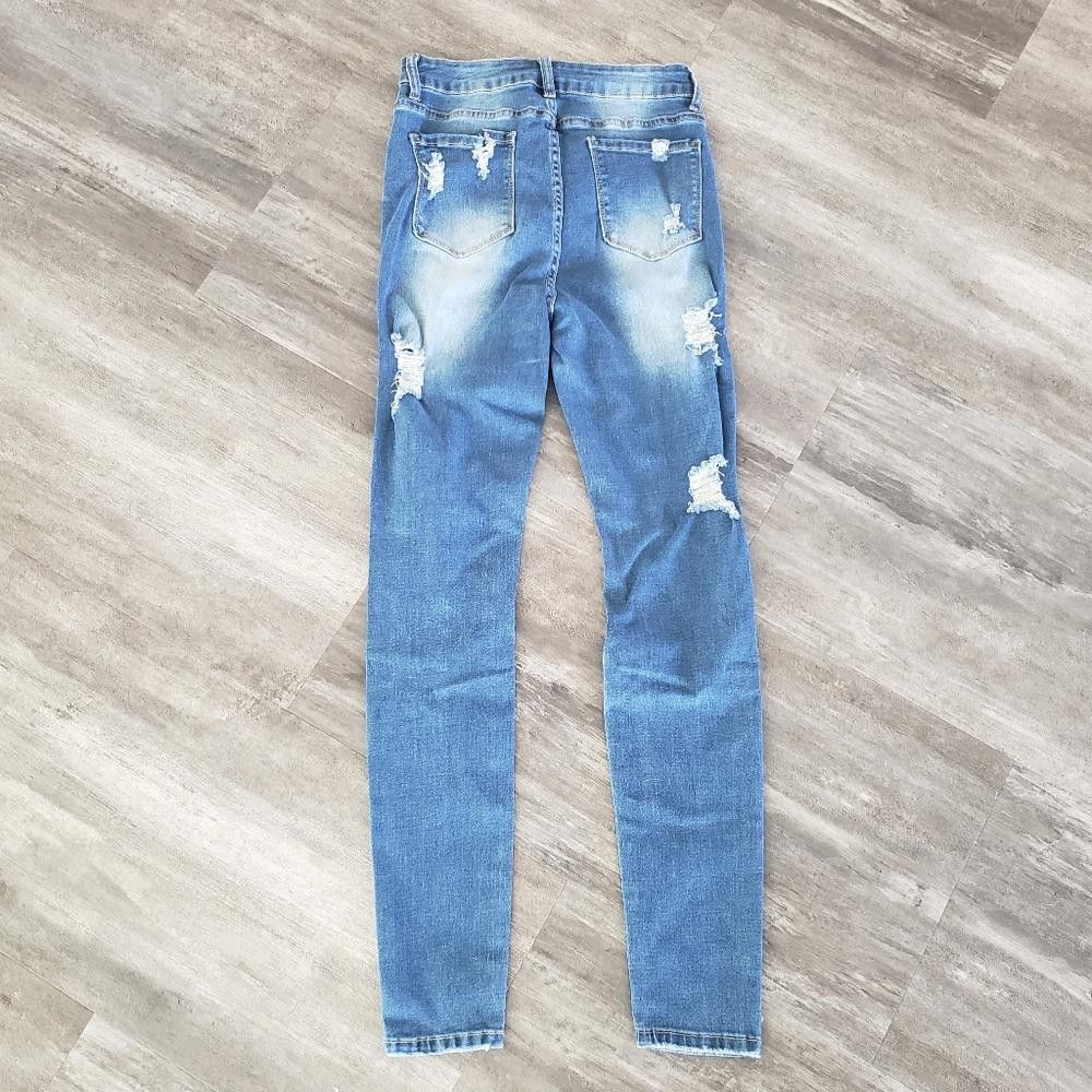 Shein Denim Distressed SHEIN High Waisted Skinny Jean Size 28" / US 6 / IT 42 - 2 Thumbnail