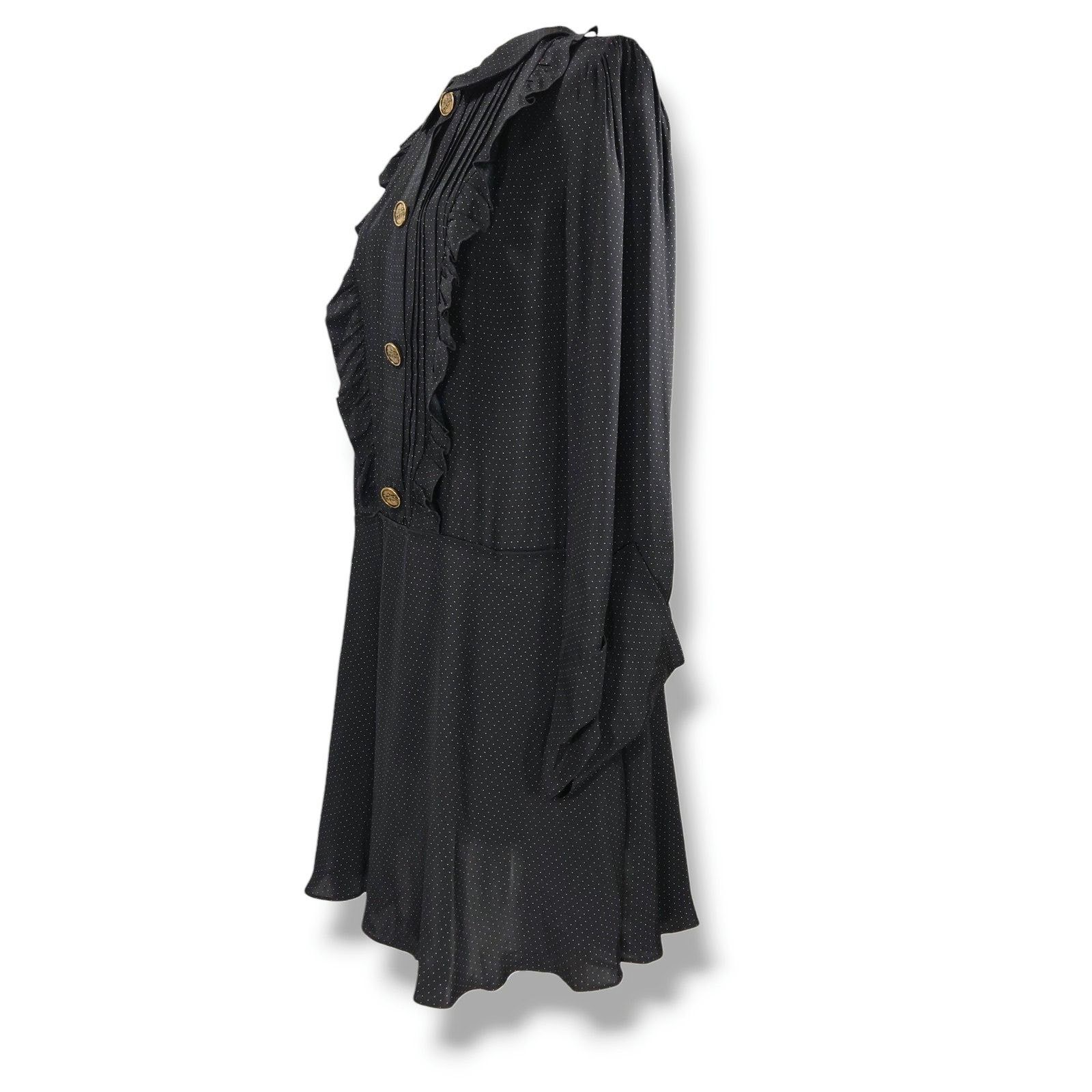 Coach Coach 1941 Ruffle Bib Dress Micro Dot Origami Cuffs Black 4 Size S / US 4 / IT 40 - 1 Thumbnail