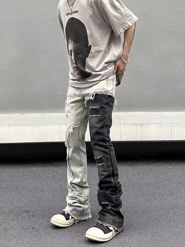 Japanese Brand × Jean Vintage washed black and white patchwork jeans Size US 32 / EU 48 - 1 Thumbnail