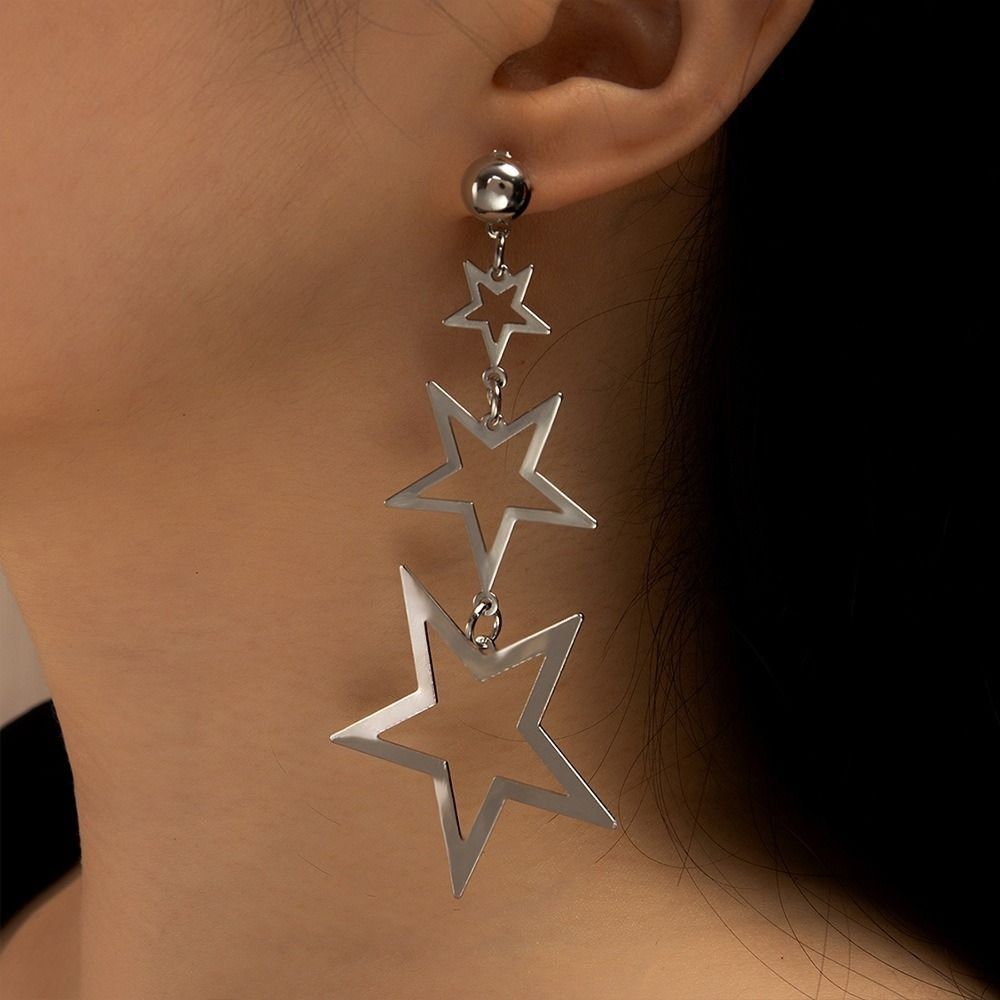Jewelry Multi Layer Stars Long Elegant Drop Dangle Earrings Size ONE SIZE - 1 Thumbnail