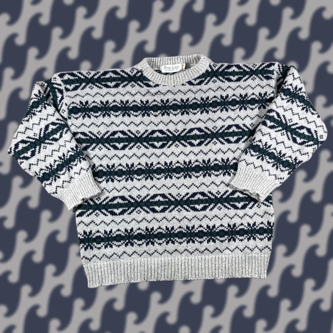 Greats VINTAGE Great Lakes Recreation Sweater Men L Fair Isle Striped USA Made Size US L / EU 52-54 / 3 - 1 Thumbnail