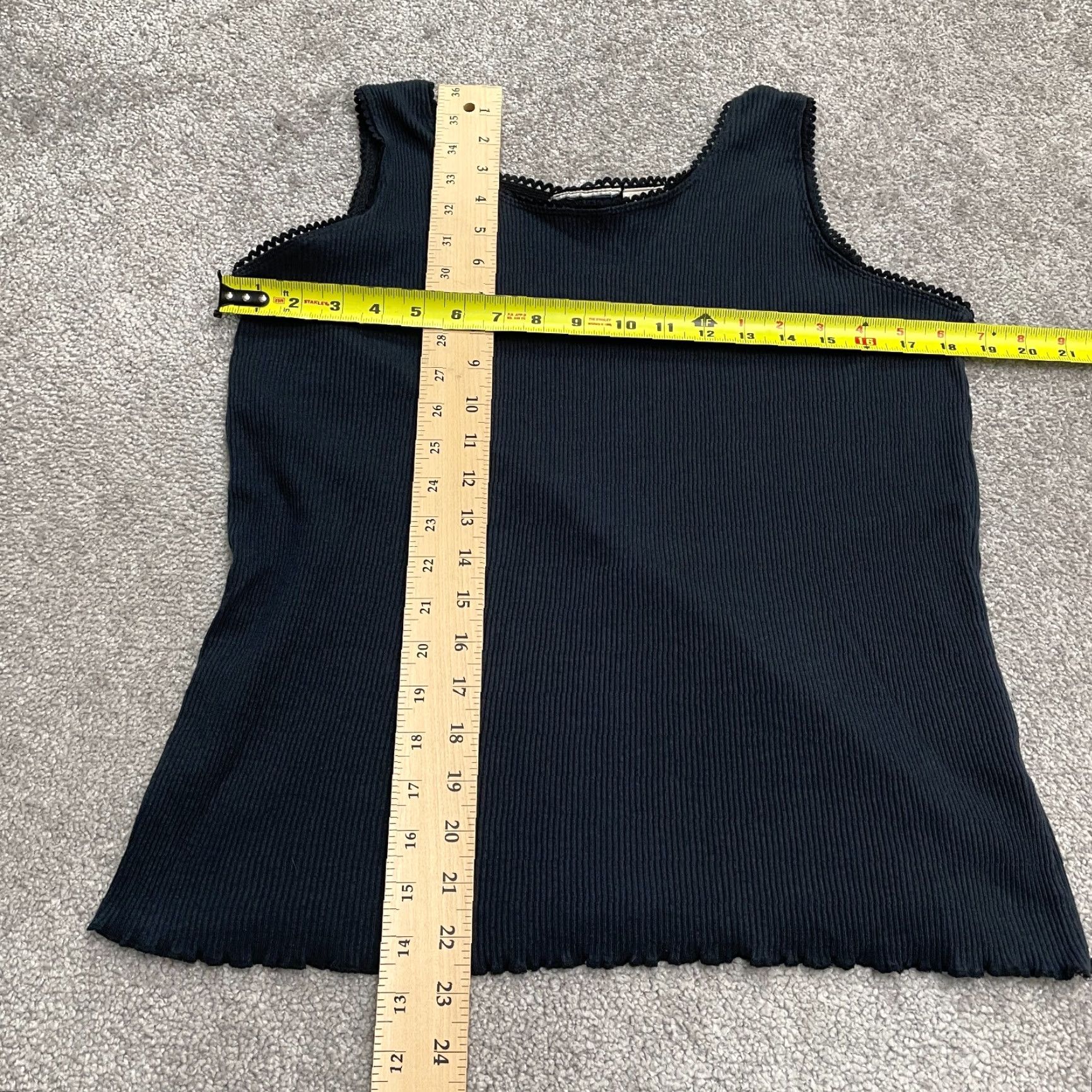 Faded Glory Faded Glory Tank Top Womens L Black Lace Trim Basic Knitted Sleeveless Shirt Casual | Regular Fit Size L / US 10 / IT 46 - 7 Thumbnail