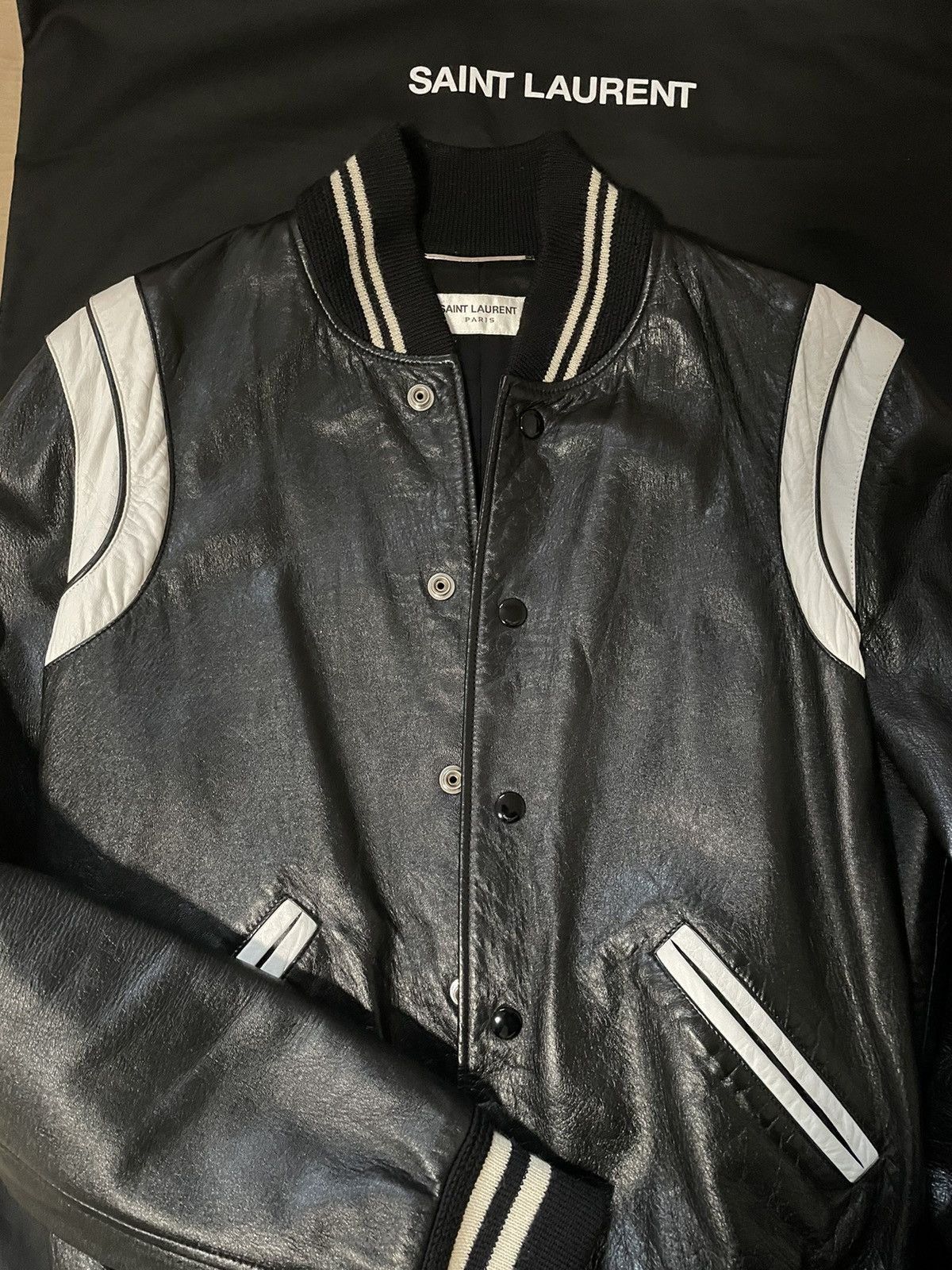 Saint Laurent Paris Saint Laurent leather Bk & Wht teddy Size US S / EU 44-46 / 1 - 3 Thumbnail