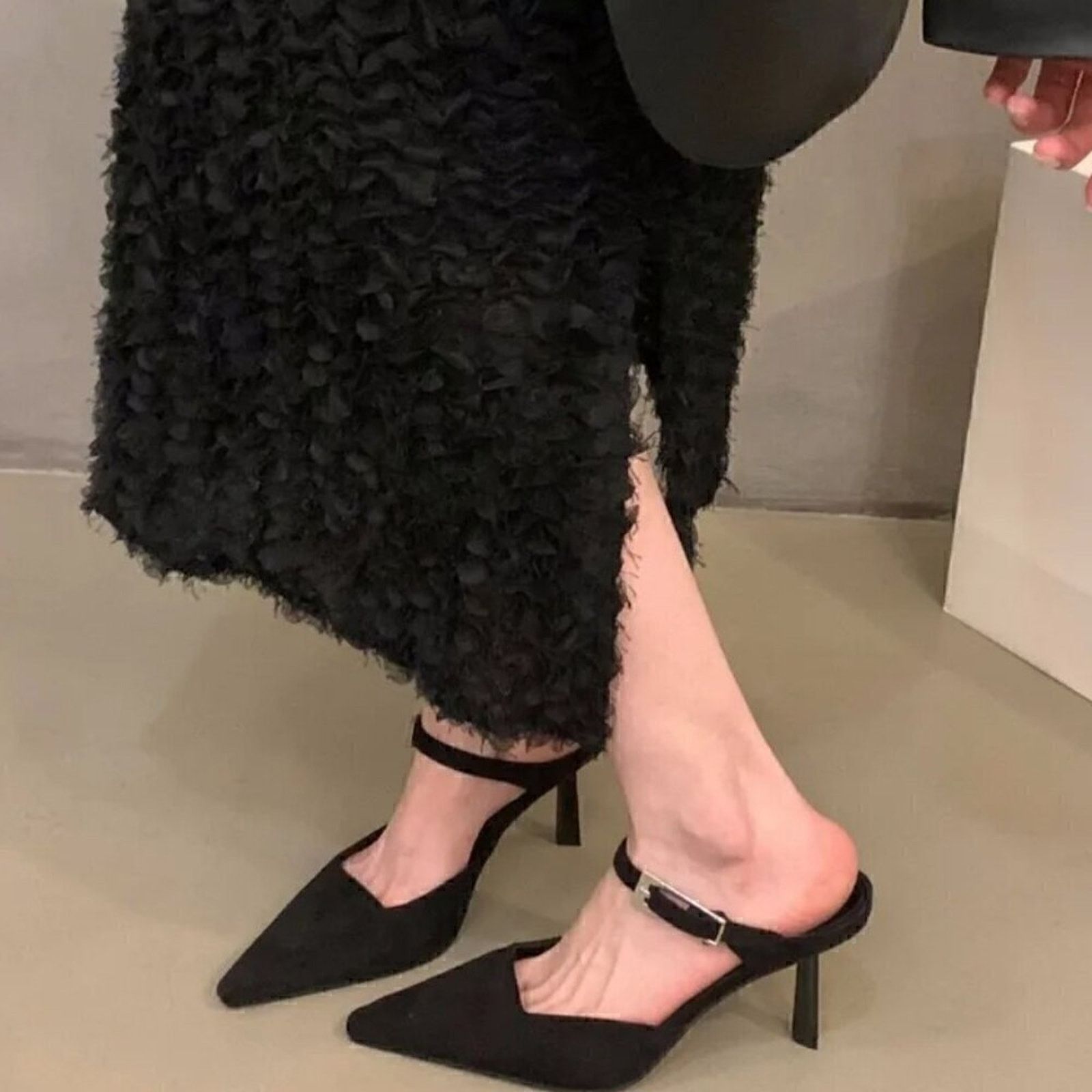 Zara ZARA Minimalist Black Slingback Mule Heels Pointed Toe NWT Size US 8 / IT 38 - 10 Thumbnail