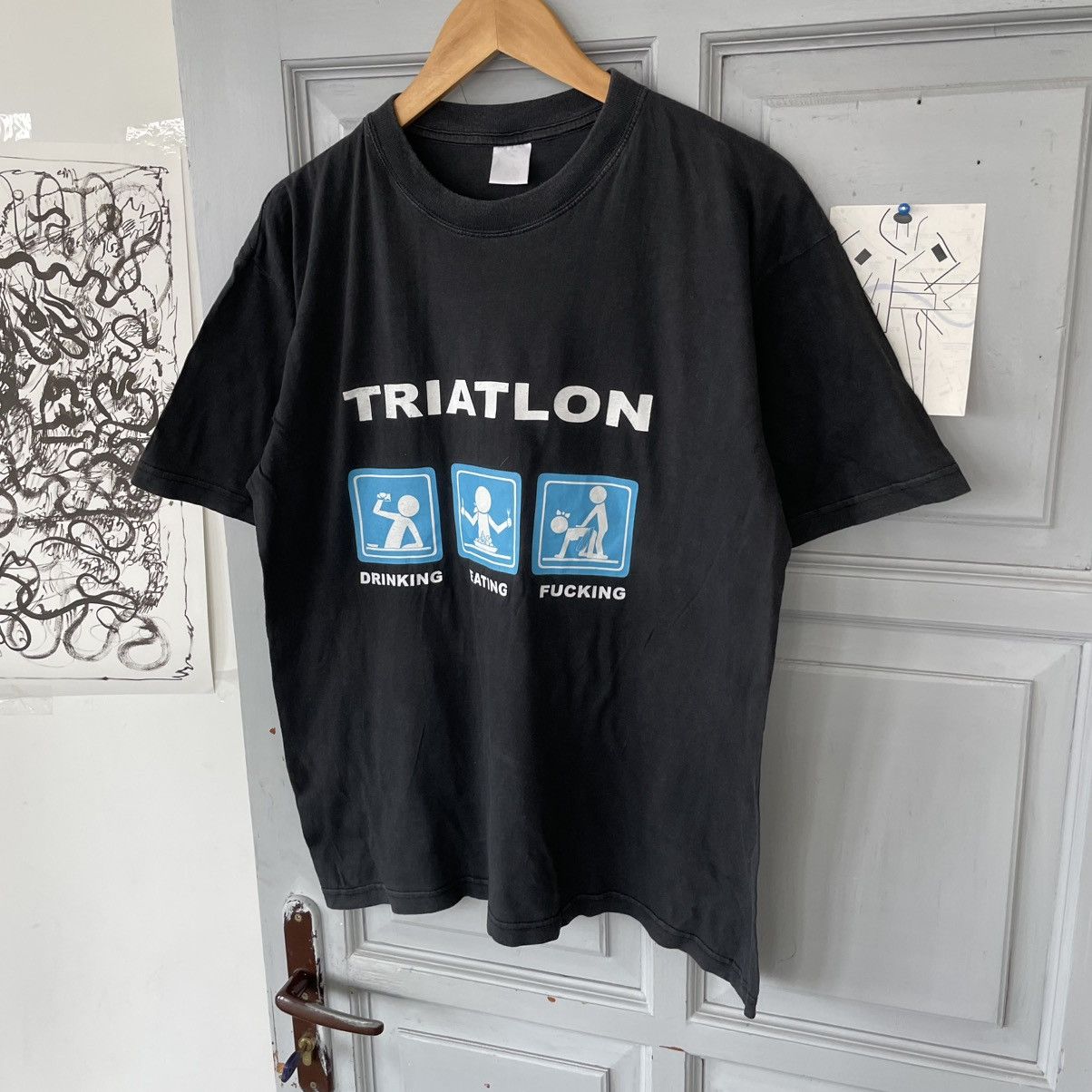 Vintage Vintage Streetwear 90’s Thriatlon Drinking Eating T-shirt Size US XL / EU 56 / 4 - 4 Thumbnail