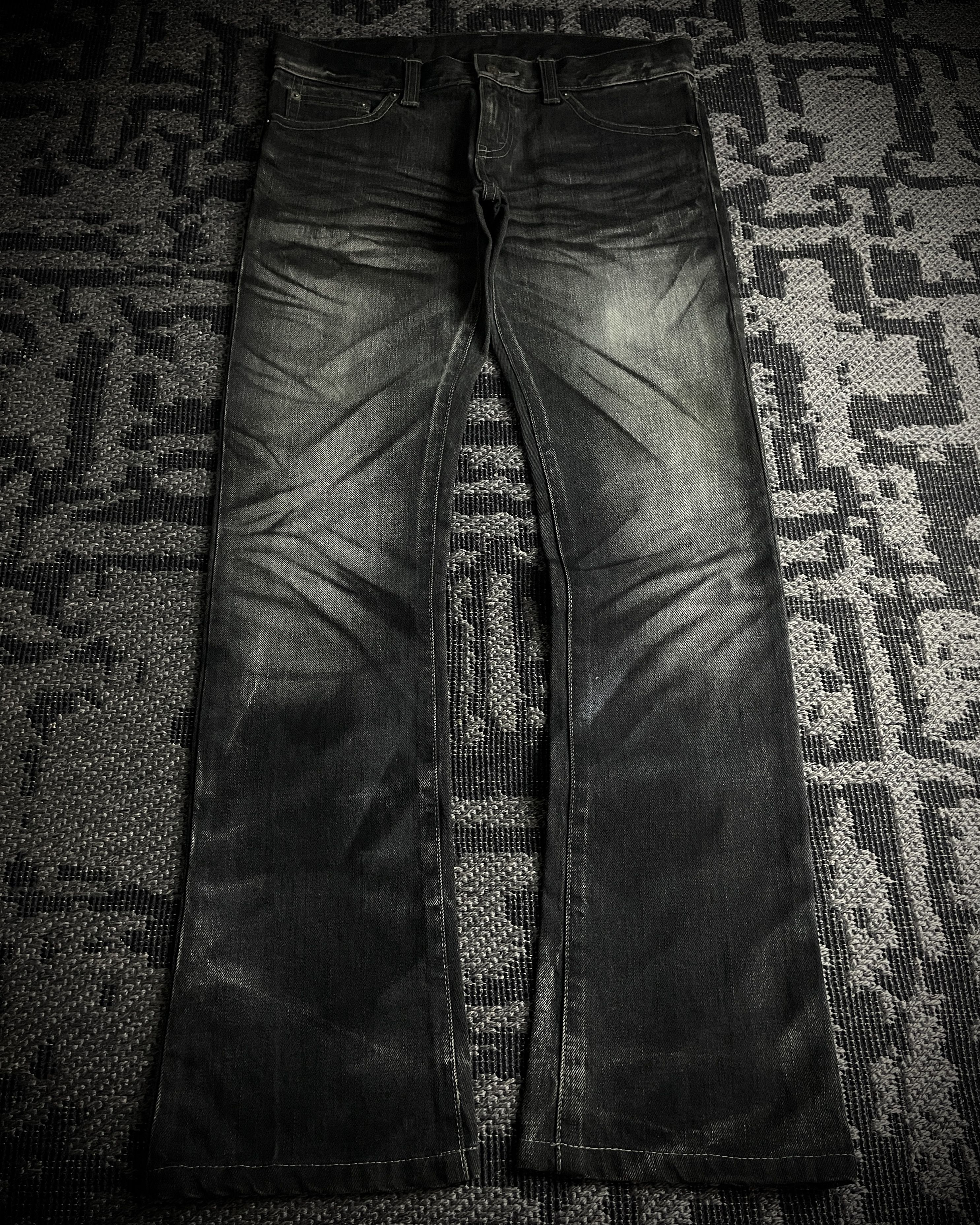 Tornado Mart Whiskered Black Boot Cut Jeans