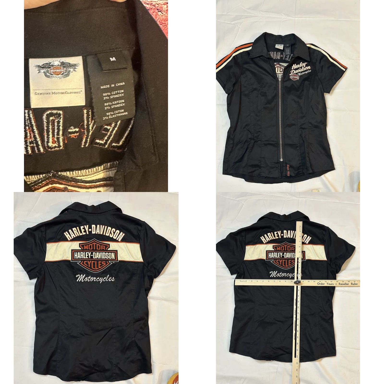 Harley Davidson Harley-Davidson Women's Black Zip Mechanic Embroidered Work Shirt Medium Size M / US 6-8 / IT 42-44 - 8 Thumbnail
