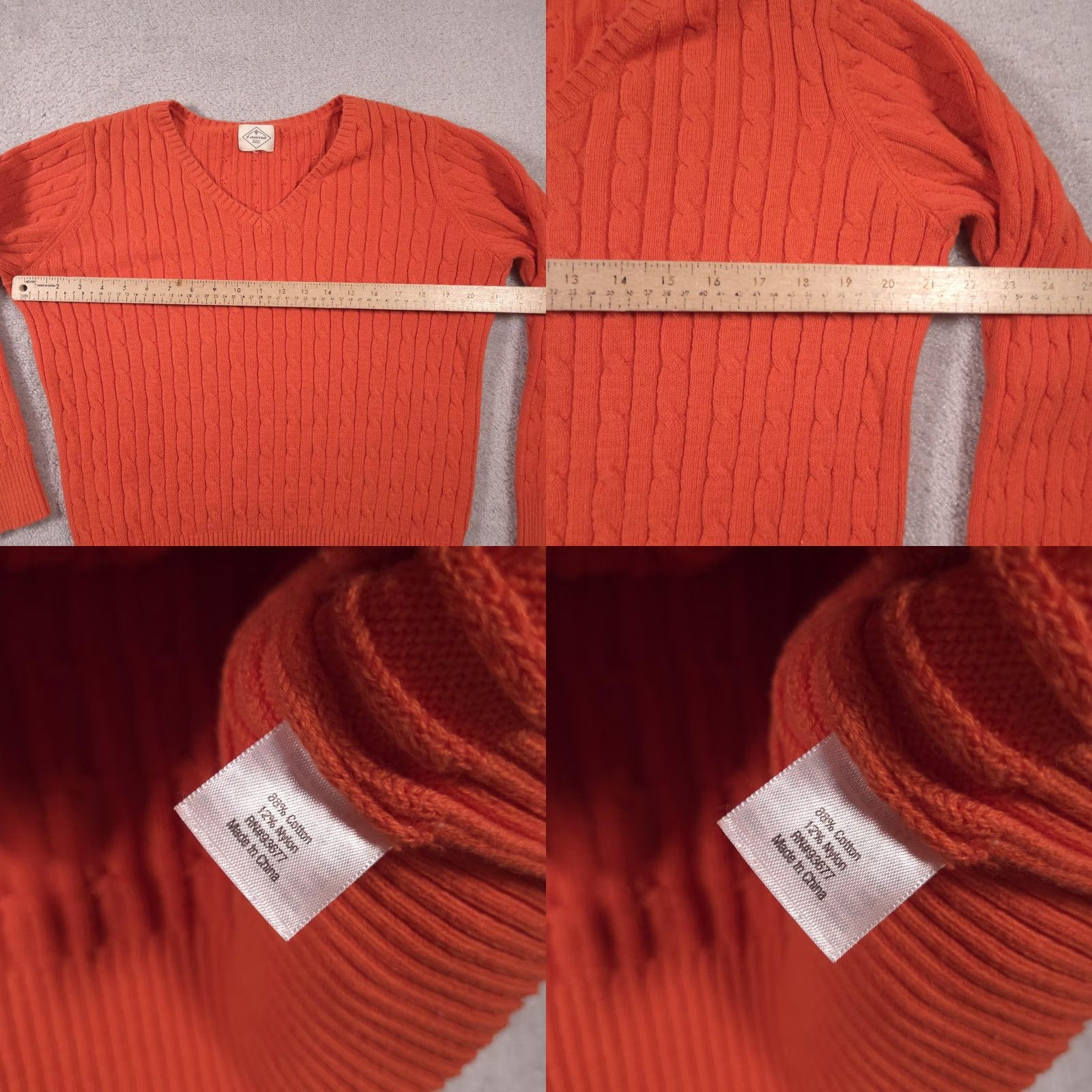 Vintage VINTAGE St. John's Bay Sweater Womens Large Orange Cable Knit V Neck Pullover Ribbed Trim Size L / US 10 / IT 46 - 8 Thumbnail