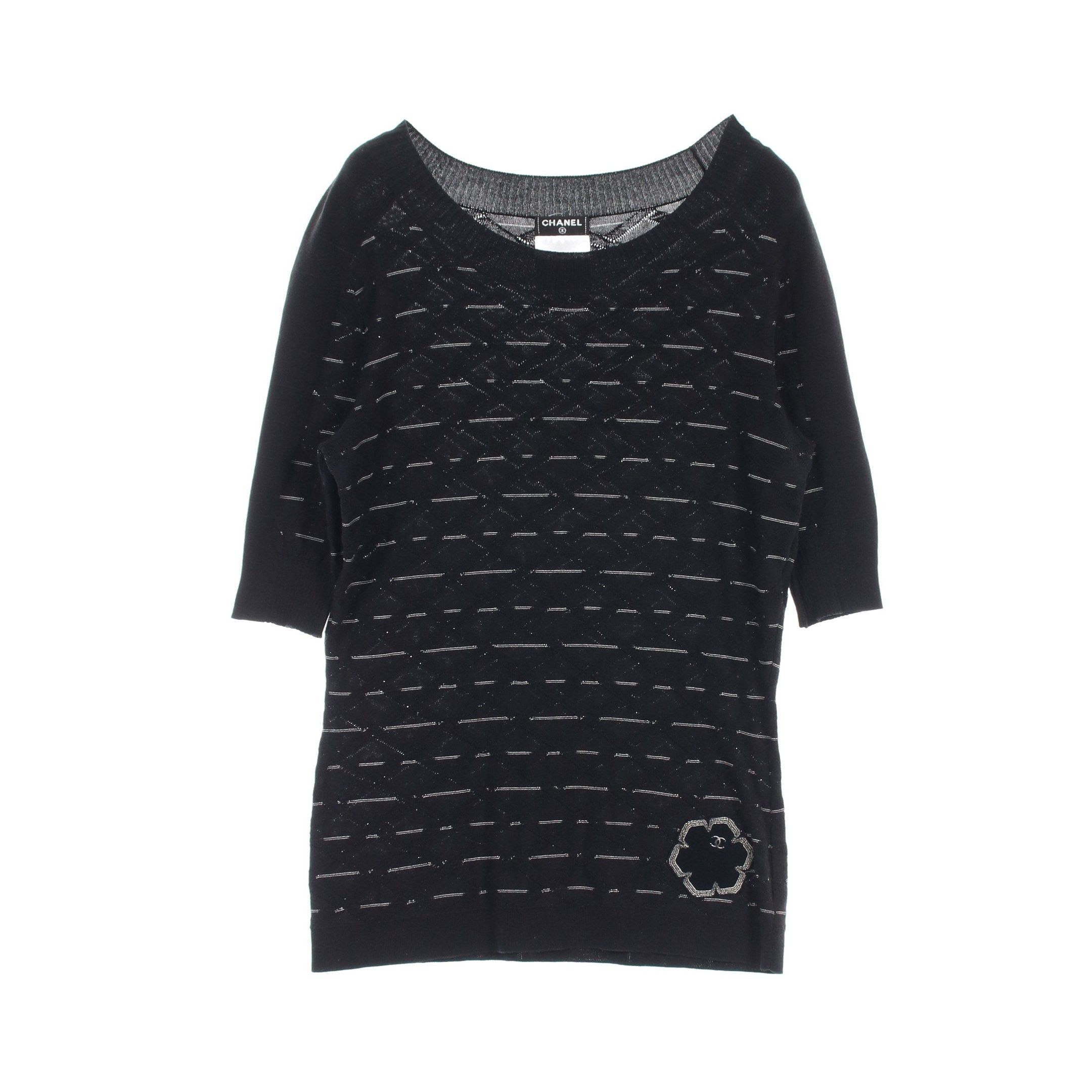 Chanel Chanel Knit Short Sleeve Cotton Black Size ONE SIZE - 1 Thumbnail