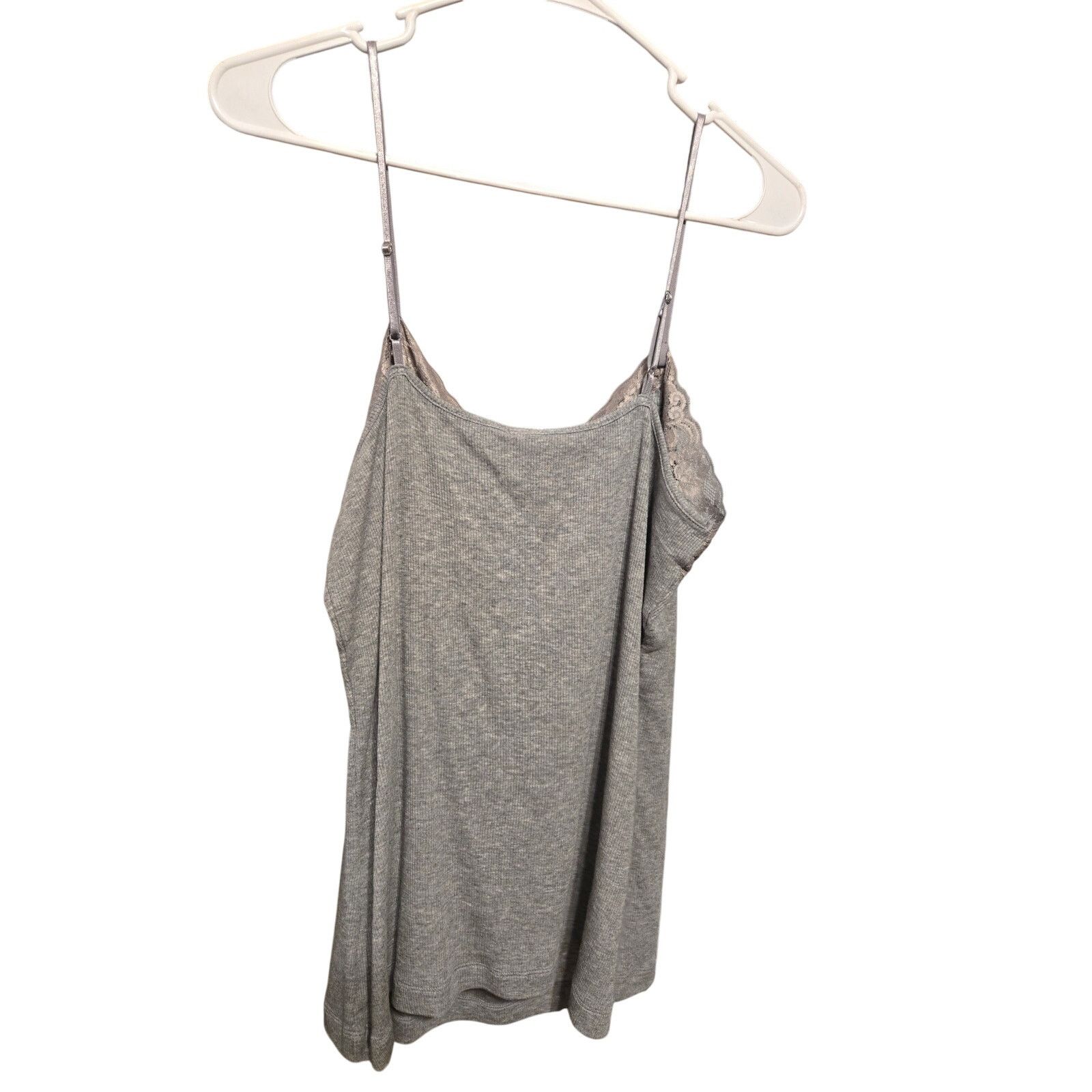 Worthington Worthington Woman 1X Gray Ribbed Lace Trim Cami Plus Size Size XXL / US 16-18 / IT 52-54 - 6 Thumbnail