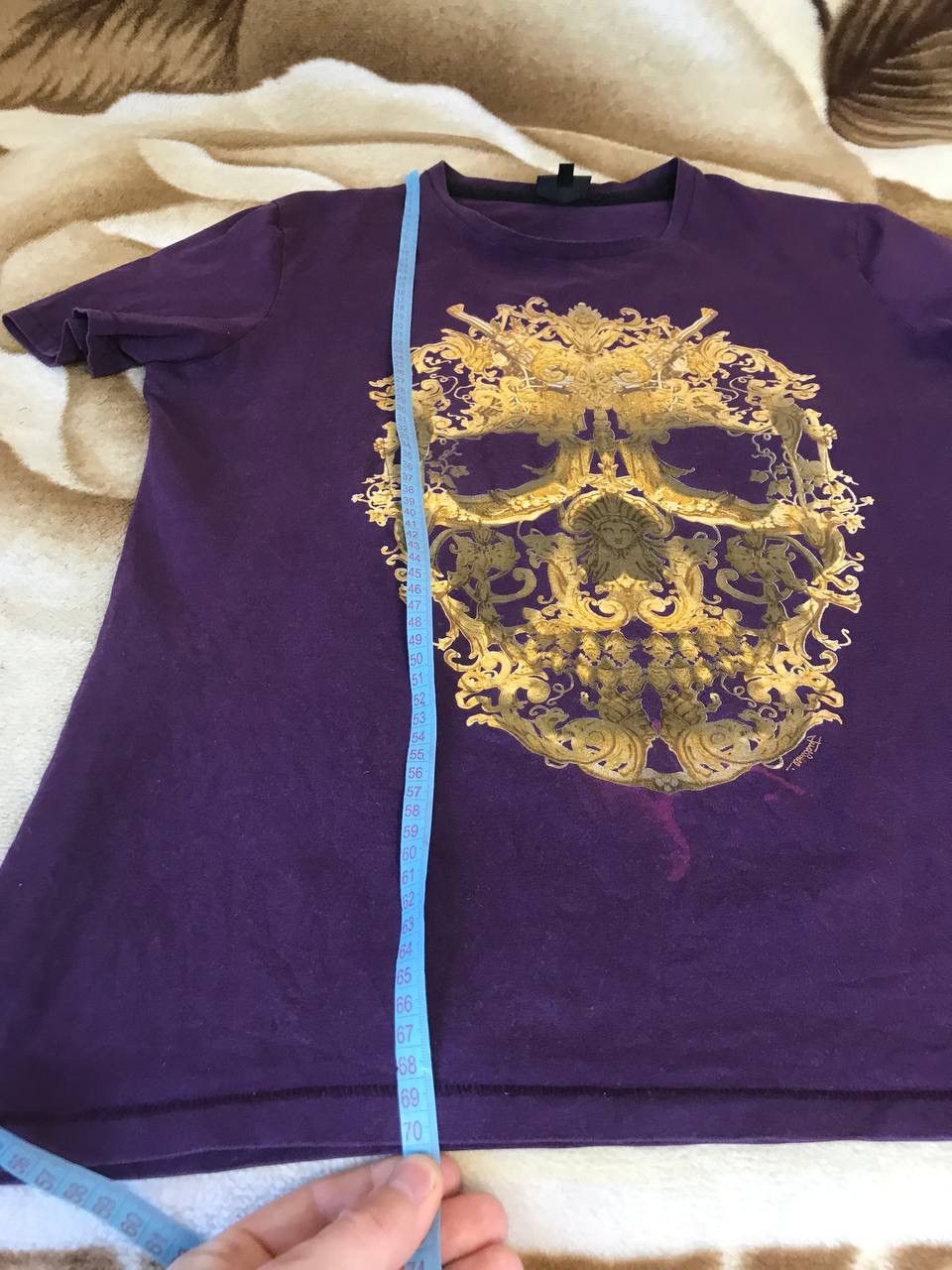 Roberto Cavalli 🔥 Just Cavalli Skull Logo T Shirt Purple Punk Y2K Size US XL / EU 56 / 4 - 9 Thumbnail