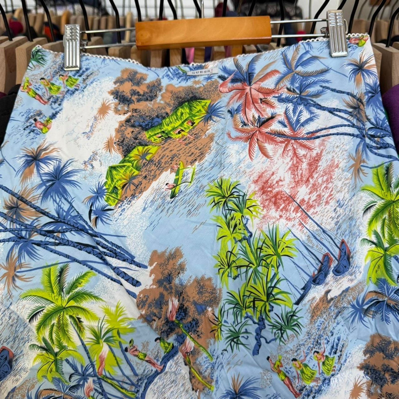 Guess Vintage 90s Women’s Guess Tropical Pattern Skirt Size 29" - 7 Thumbnail