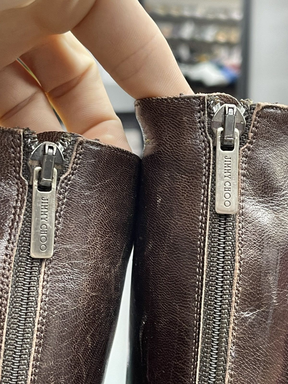 Jimmy Choo Size 7.5w - Jimmy Choo Women’s High Top Leather Heels Size US 7.5 / IT 37.5 - 5 Thumbnail