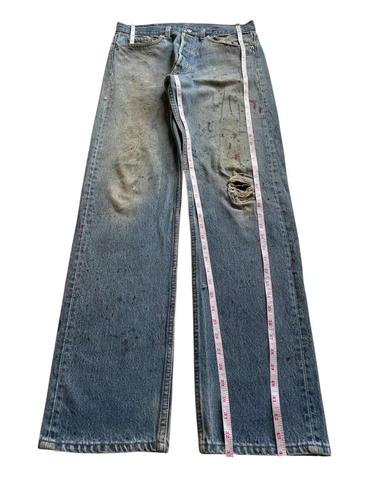 Levi's Vintage 90s Levis 501 Mud Wash Splattered Patched Jeans Size US 31 - 12 Thumbnail