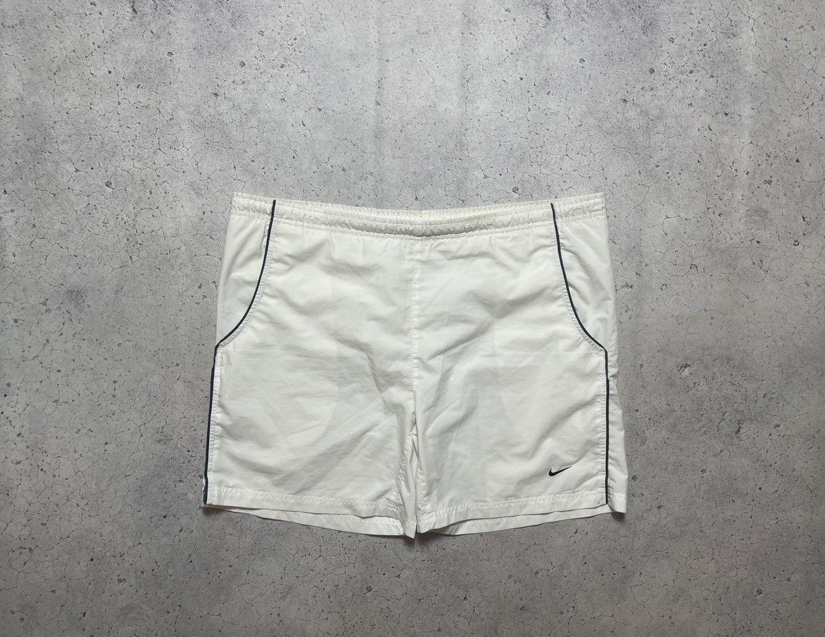 Nike × Vintage Vintage 00s Nike Nylon Shorts Swoosh Logo Drill Y2K White Size US 36 / EU 52 - 1 Thumbnail